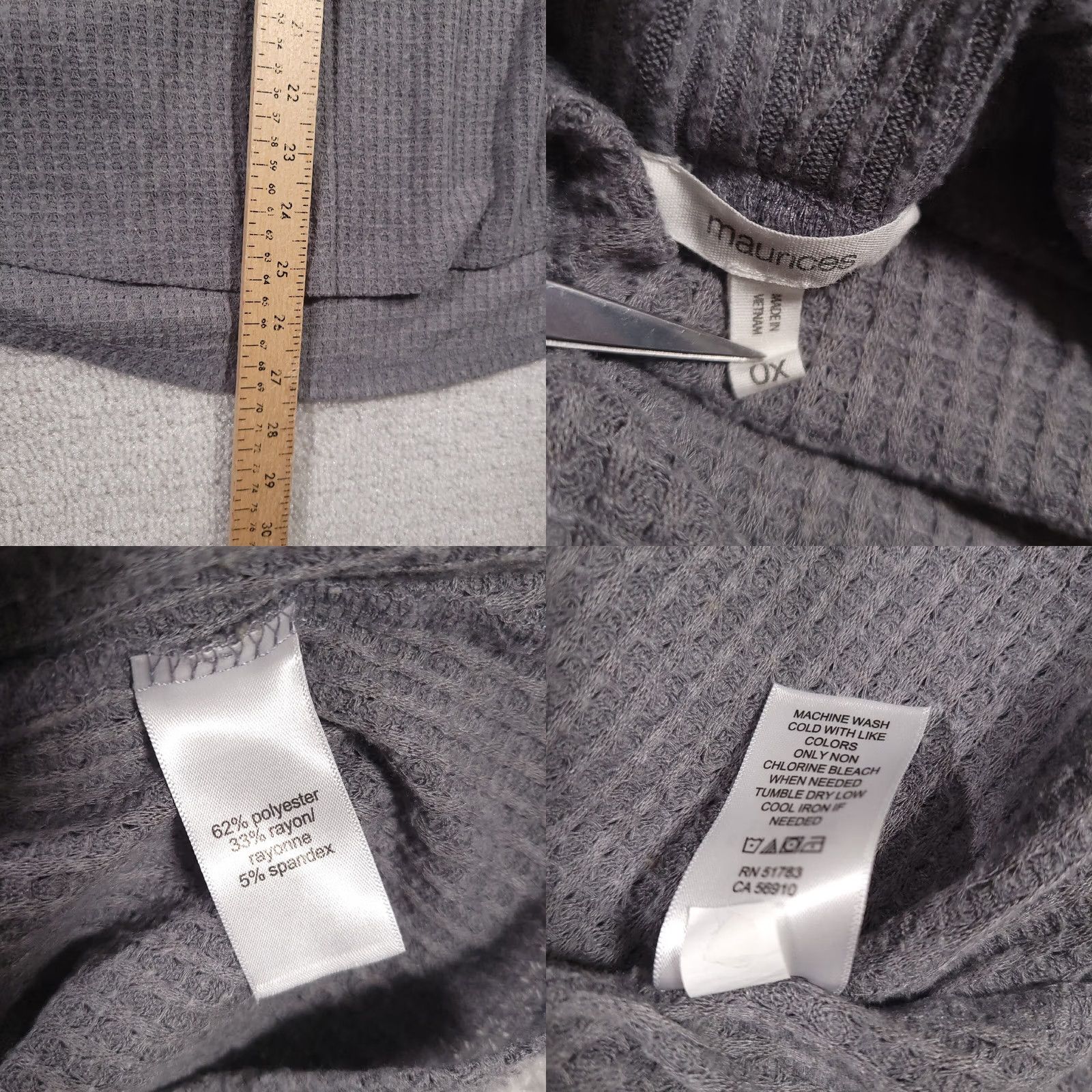 Vintage Maurices Sweater Women's 0X Plus Size Cowl Neck L/S Knit Stretch Pullover Fall Winter Size XL / US 12-14 / IT 48-50 - 8 Thumbnail