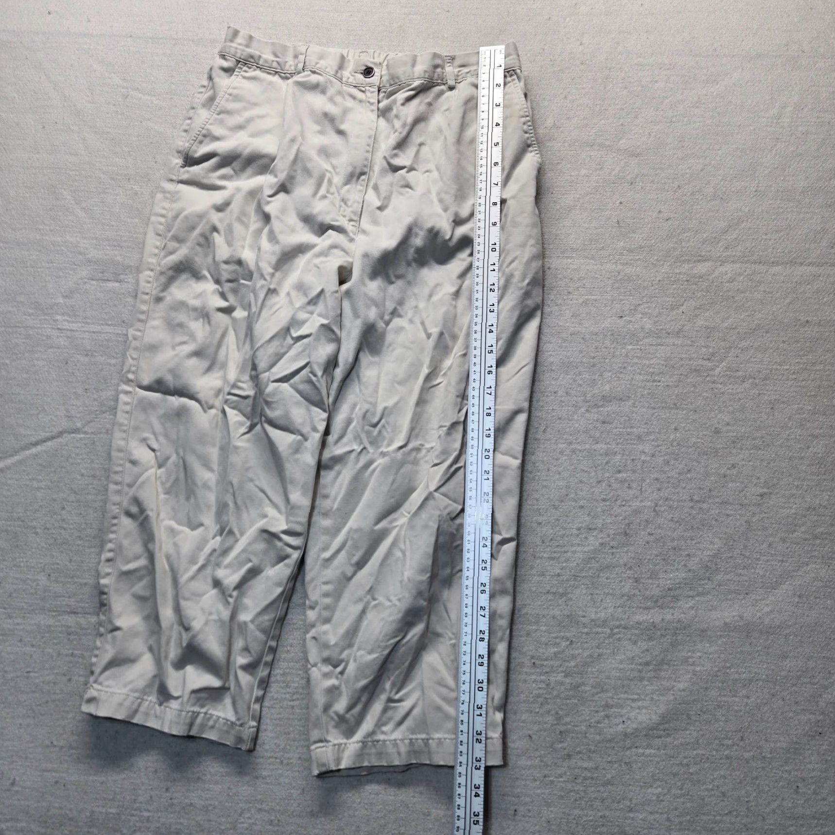 Vintage L.L. Bean Original Fit Stright Pants Cream Women's Size 16 Chin o Pants Ivory Cotton Canvas Classic Regular Fashion Womens Size 38" / US 16 / IT 52 - 7 Thumbnail