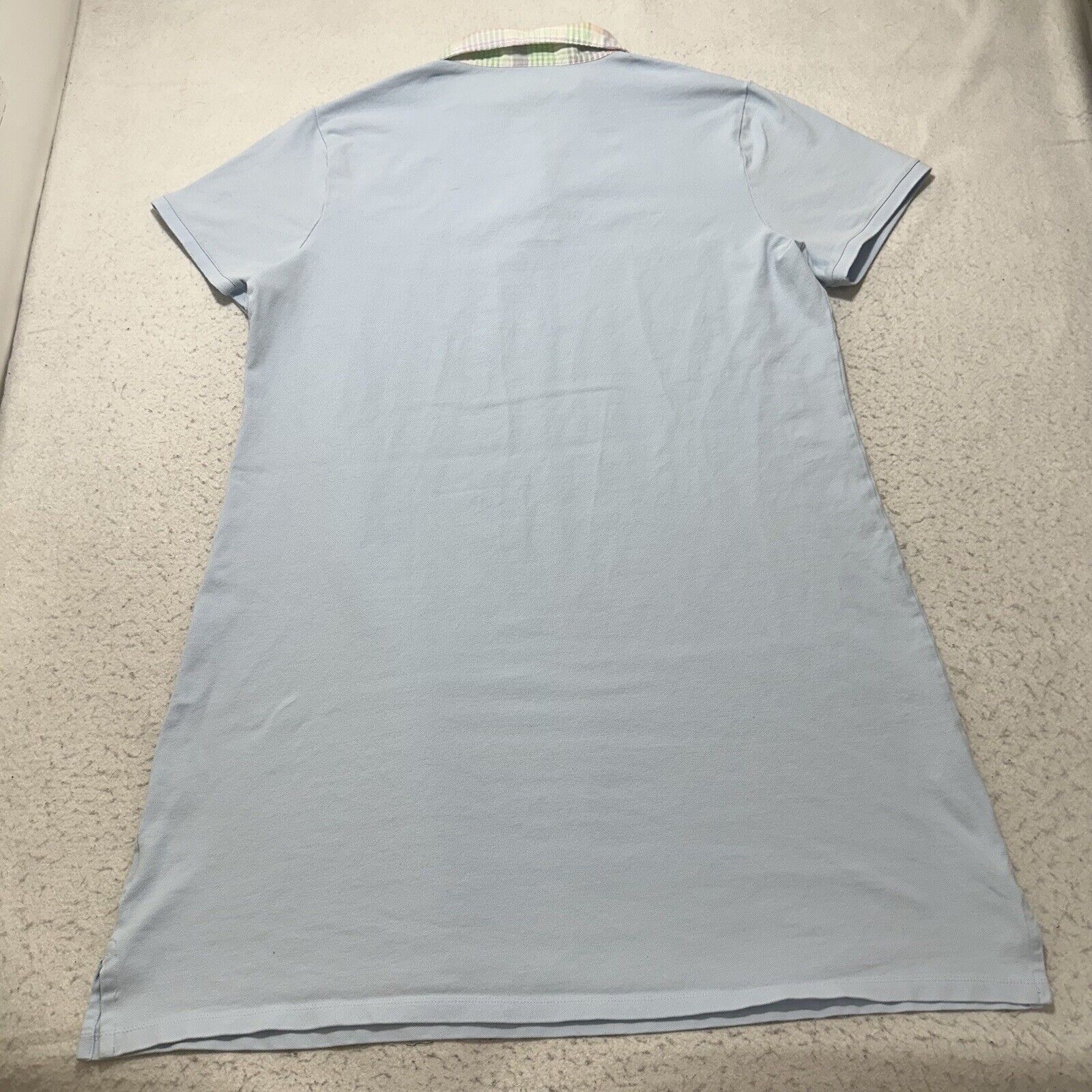 Lands' End Lands' End XL Light Blue Plaid Collared Polo Shirt Dress Size XL / US 12-14 / IT 48-50 - 9 Thumbnail