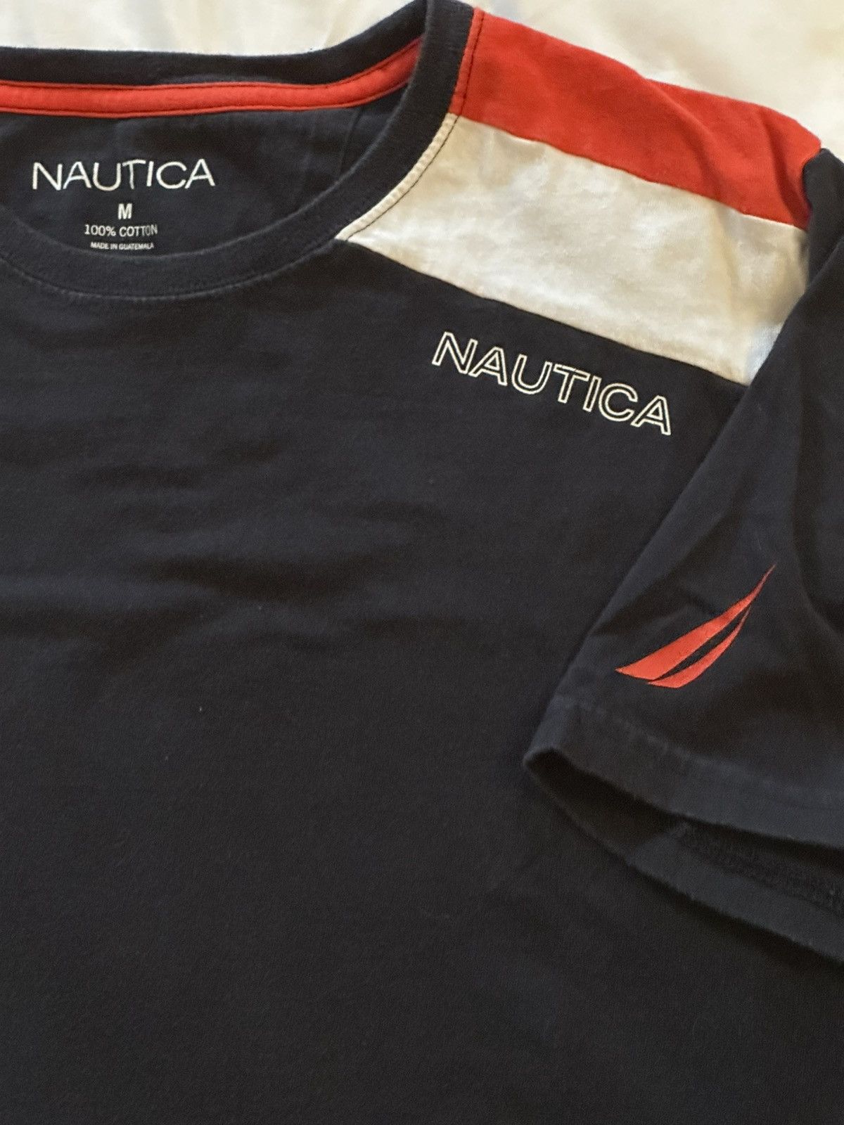 Nautica NAUTICA Dark Blue Shirt W/ Red/White Shoulder Accents Sz.M Size US M / EU 48-50 / 2 - 2 Thumbnail