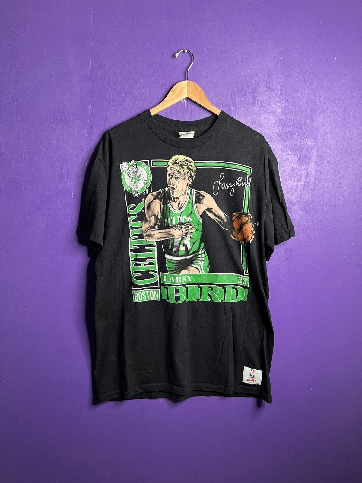 Vintage 90s Nutmeg Boston Celtics Larry bird player t-shirt
