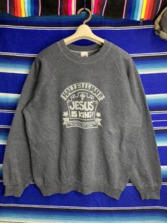 Rare Kanye West YEEZY Jesus Is King Vinyl Crewneck Sweatshirt Blue sz M