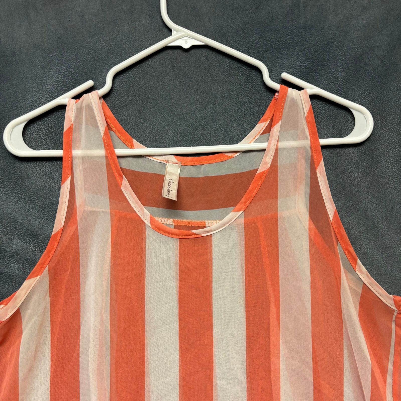 Chocolate Chocolate USA Sheer Stripe Sleeveless Button Front Top Large Size L / US 10 / IT 46 - 2 Thumbnail