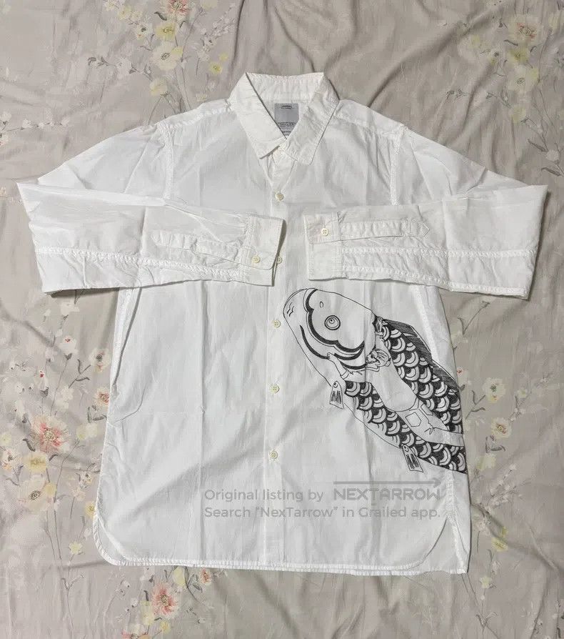 Visvim Visvim 17 Hand-painted Carp White Long Sleeve Shirt Size US S / EU 44-46 / 1 - 1 Thumbnail