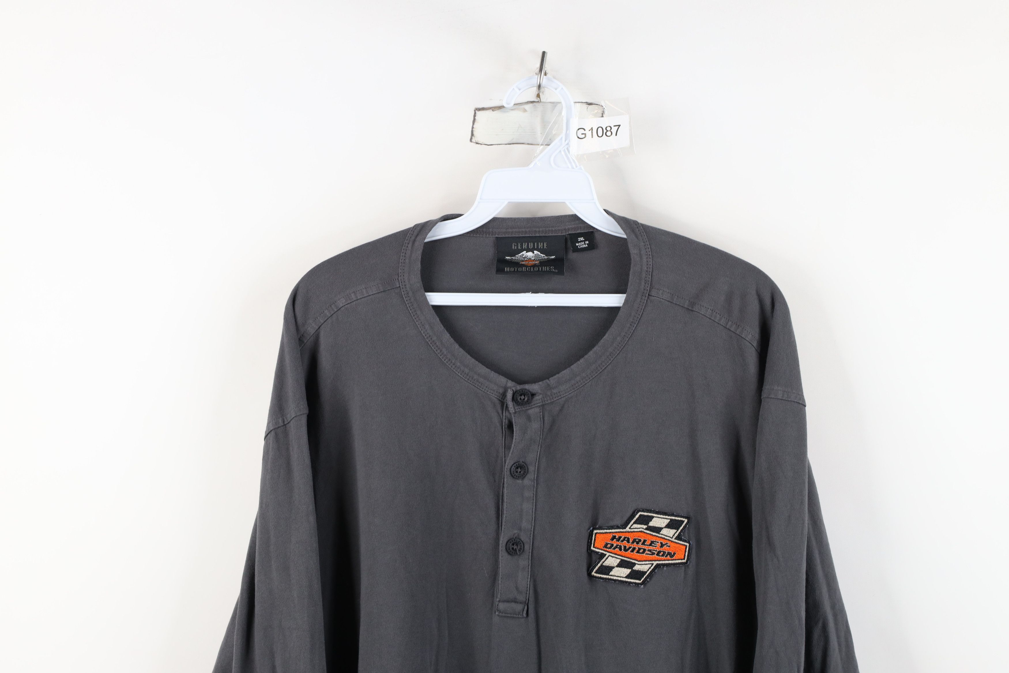Vintage Vintage Y2K Harley Davidson Long Sleeve Henley T-Shirt Size US XXL / EU 58 / 5 - 2 Thumbnail