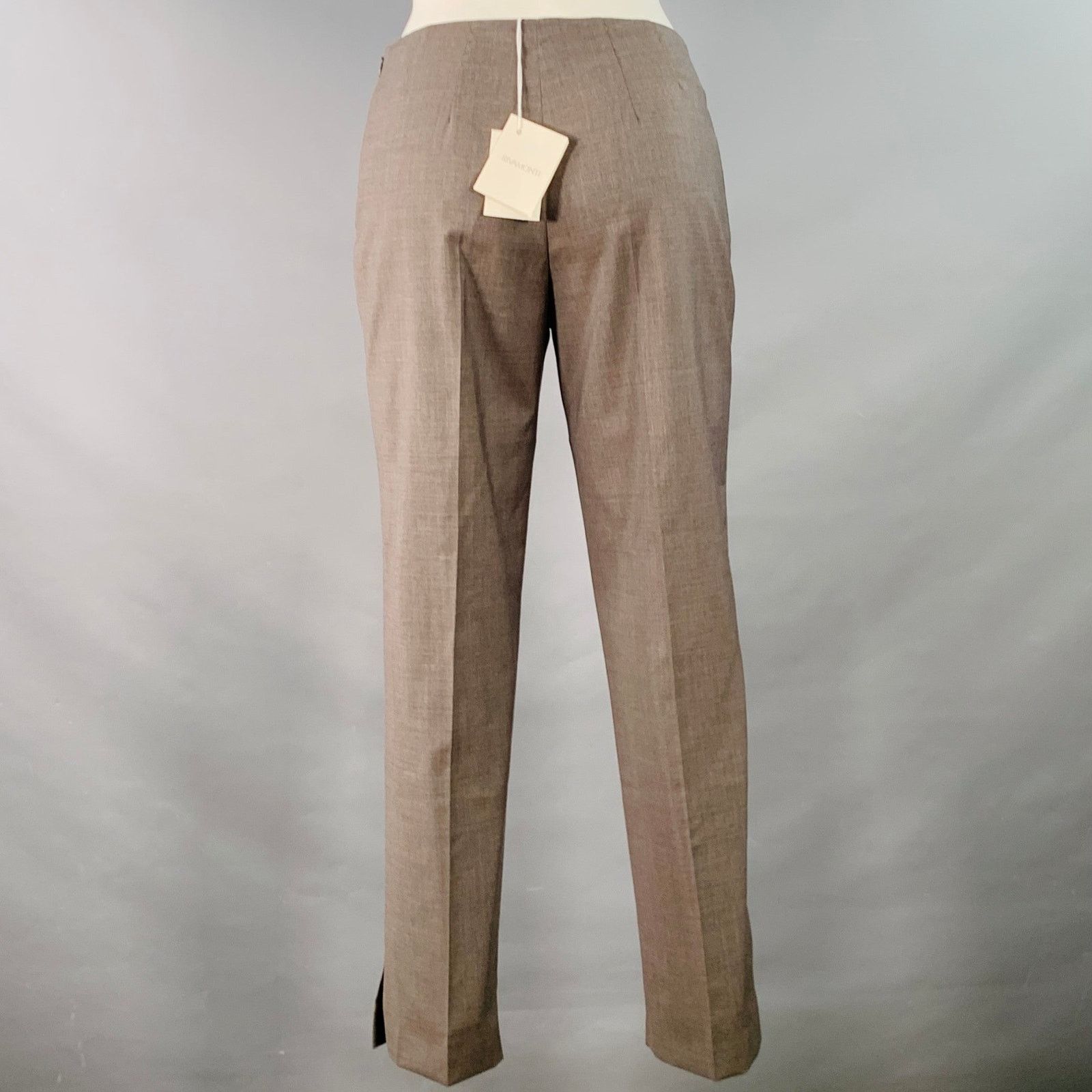 Other Size 4 Brown Virgin Wool Silk Narrow Leg Dress Pants Size 27" / US 4 / IT 40 - 2 Thumbnail