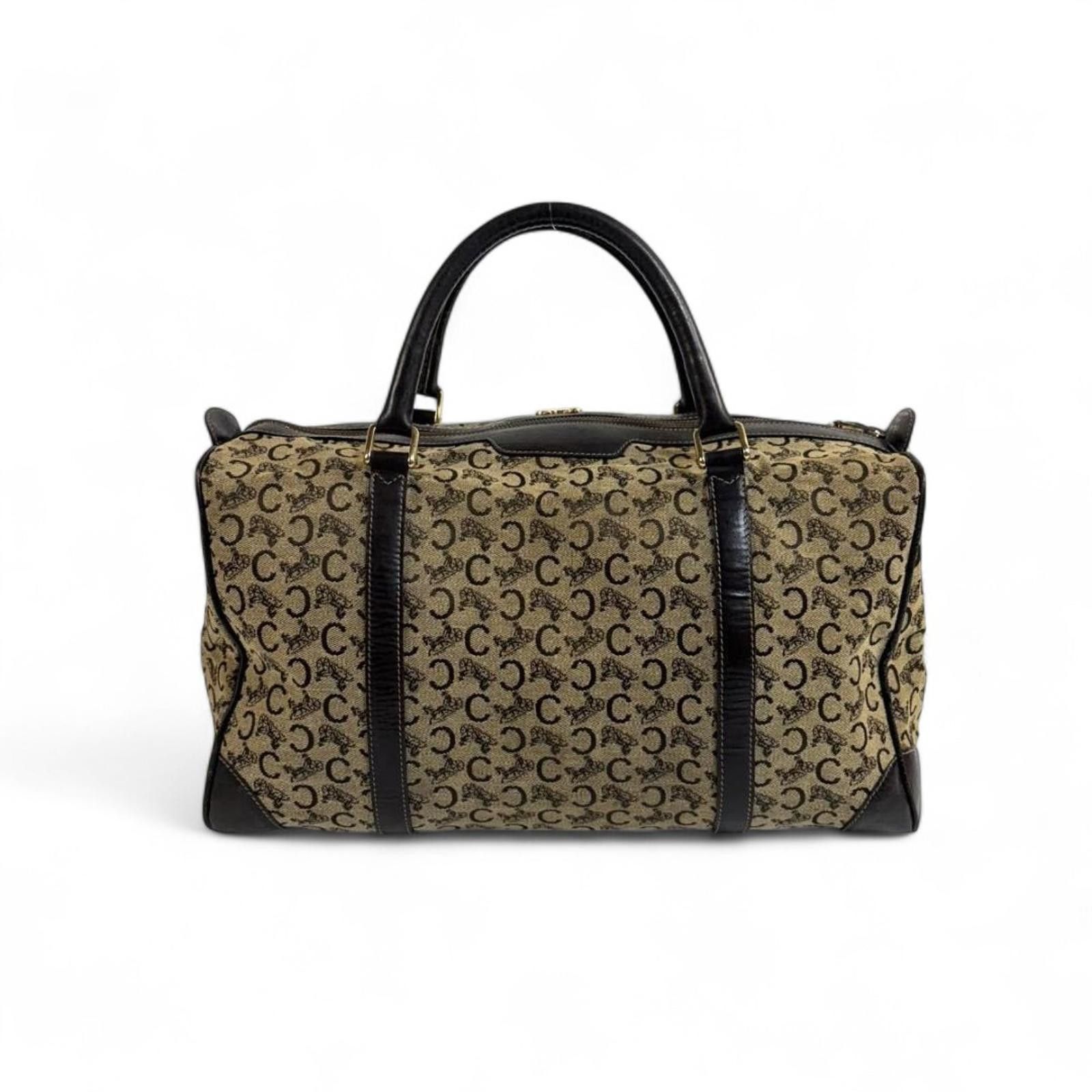 Celine Celine - Vintage Monogram Canvas Handbag with Black Leather Size ONE SIZE - 2 Thumbnail