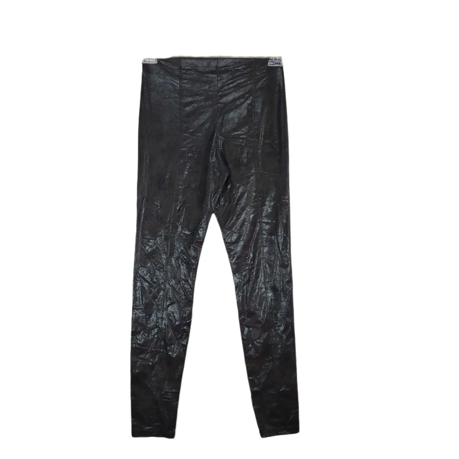 Other NWT Hue Women's S Shimmer Microsuede Black Leggings Size 28" / US 6 / IT 42 - 2 Thumbnail