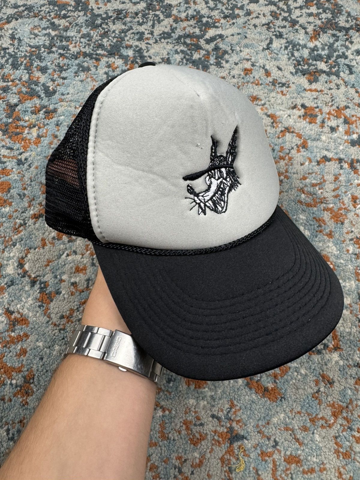 Vintage Vintage 90s Crazy Wolf embroidered trucker hat by nissun Size ONE SIZE - 1 Thumbnail
