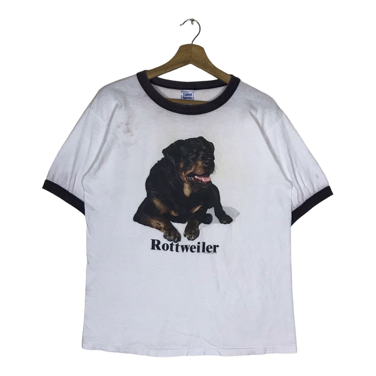 Vintage Vintage 80s Rottweiler Dog Breed Ringer Tee Shirt Size US L / EU 52-54 / 3 - 1 Thumbnail