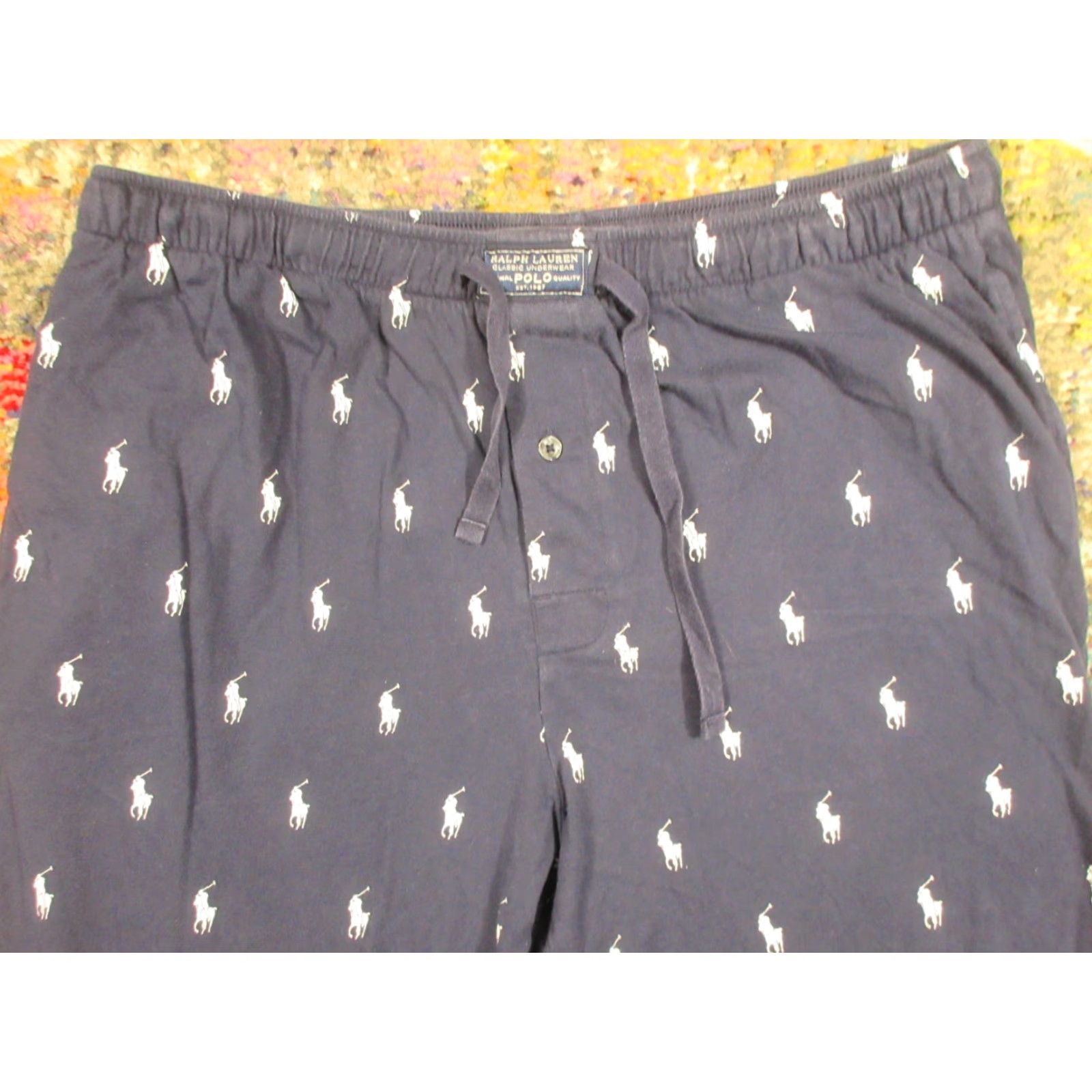 Polo Ralph Lauren VINTAGE? POLO RALPH LAUREN Pants Mens L Blue Pajama Pony All Over Print Lounge Cotton Size US L / EU 52-54 / 3 - 4 Thumbnail