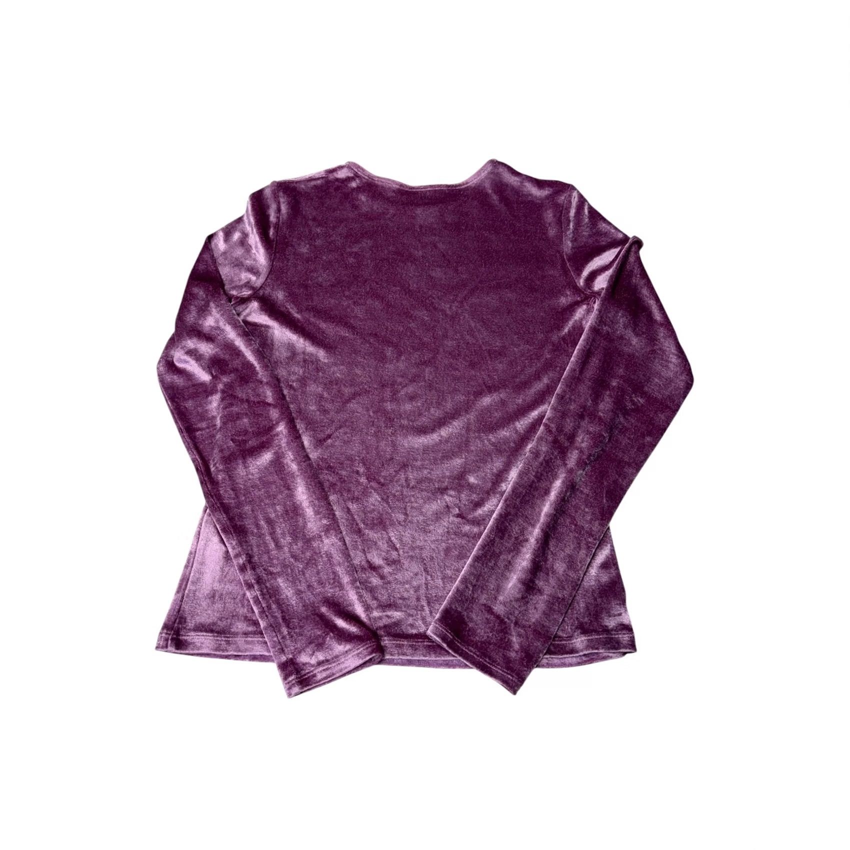 Vince Vince Velvet Long Sleeve Crew Neck Top Modal Blend S Purple Women Blouse Velvet Size S / US 4 / IT 40 - 4 Thumbnail