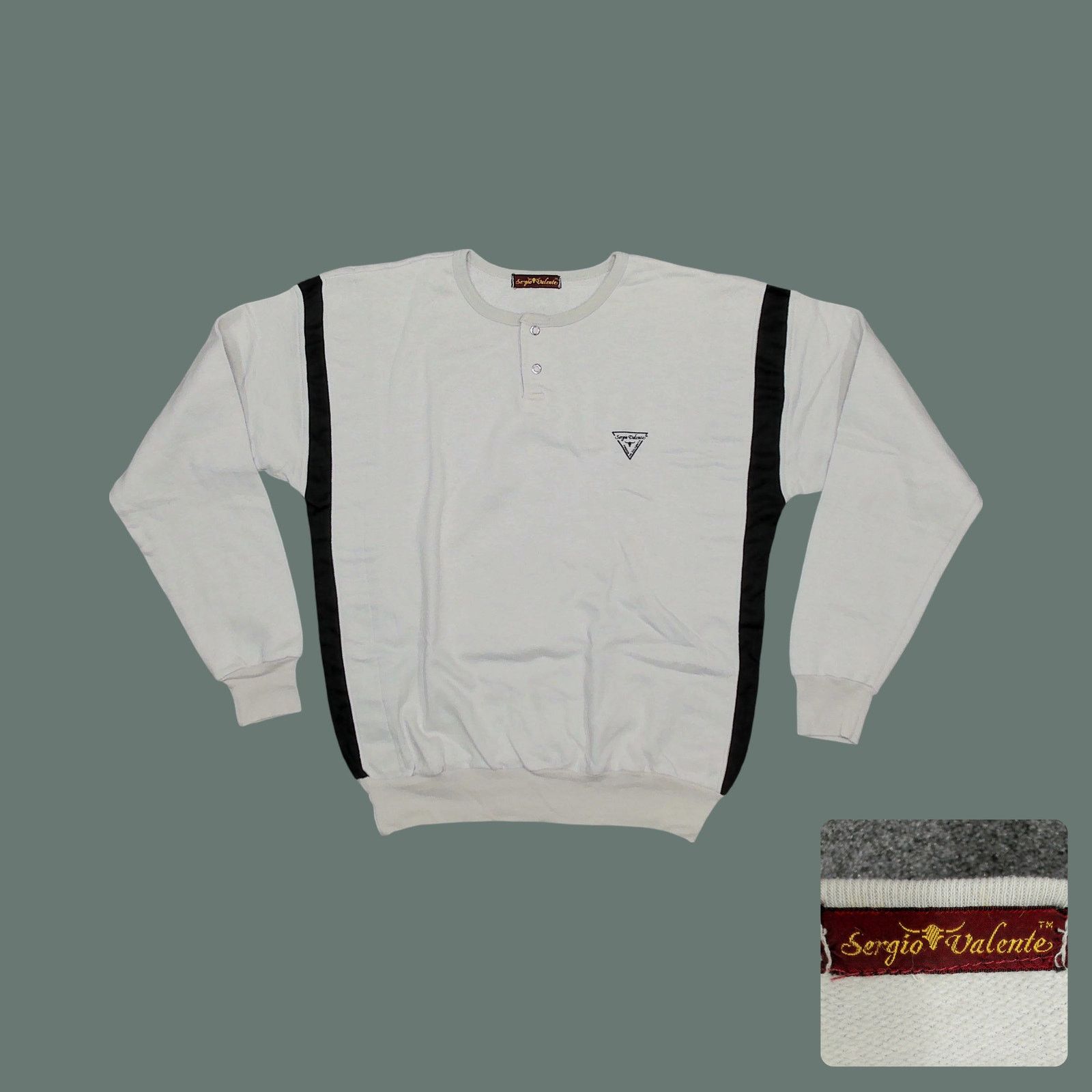 Vintage Sergio Valente Archive 80s Exaggerated Batwing Henley Size L / US 10 / IT 46 - 1 Thumbnail