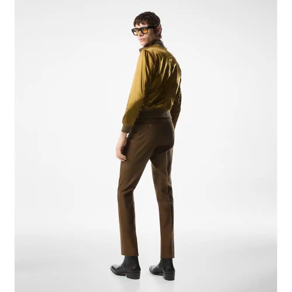 Tom Ford o1loc1c0825 OBS042 Liquid Satin Blouson Jacket Olive Brown Size US L / EU 52-54 / 3 - 3 Thumbnail