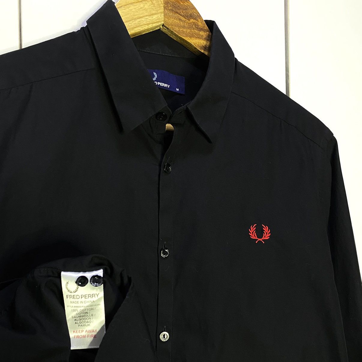 Fred Perry Fred Perry Classic Button Down Long Sleeve | Black Medium Size US M / EU 48-50 / 2 - 2 Thumbnail