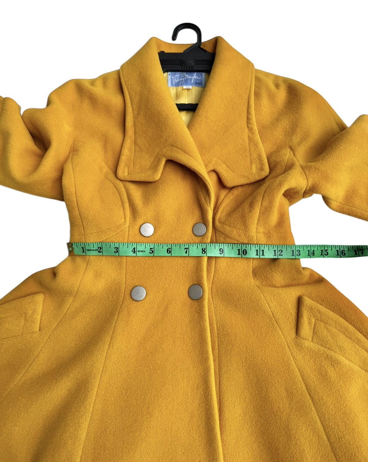 Mugler 🔥Rare Vintage 80s Thierry Mugler Mustard Yellow Wool Coat Size M / US 6-8 / IT 42-44 - 23 Thumbnail