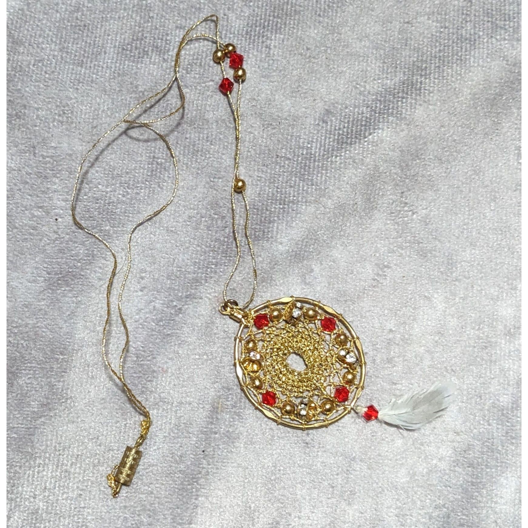 Other Gold Beaded Feather Dreamcatcher Necklace Size ONE SIZE - 4 Thumbnail