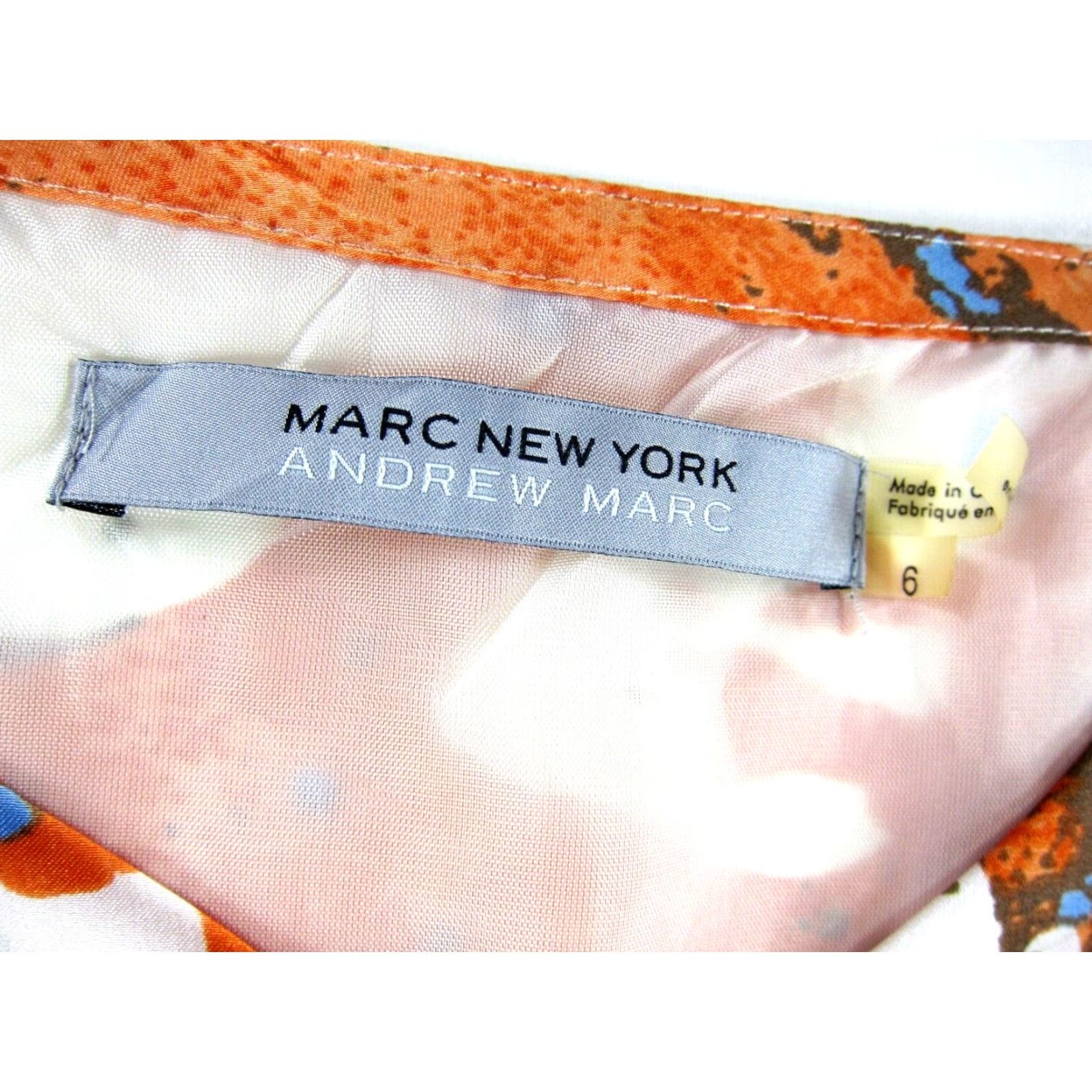 Andrew Marc Andrew Marc New York Orange Blue Brown Abstract Cap Sleeve Sheath Dress 6 Size M / US 6-8 / IT 42-44 - 3 Thumbnail