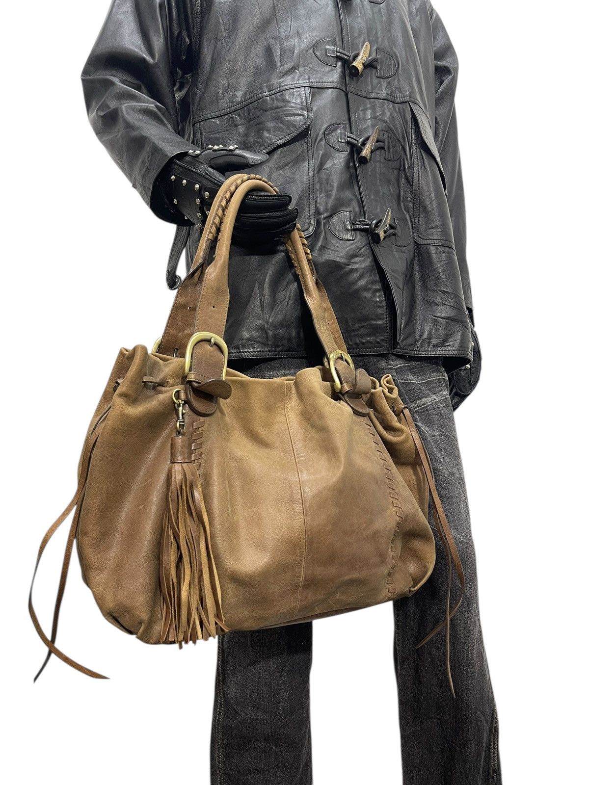 Leather Real Leather Patina Sazaby Japan Tote Shoulder Bag 9🟩 Size ONE SIZE - 4 Thumbnail
