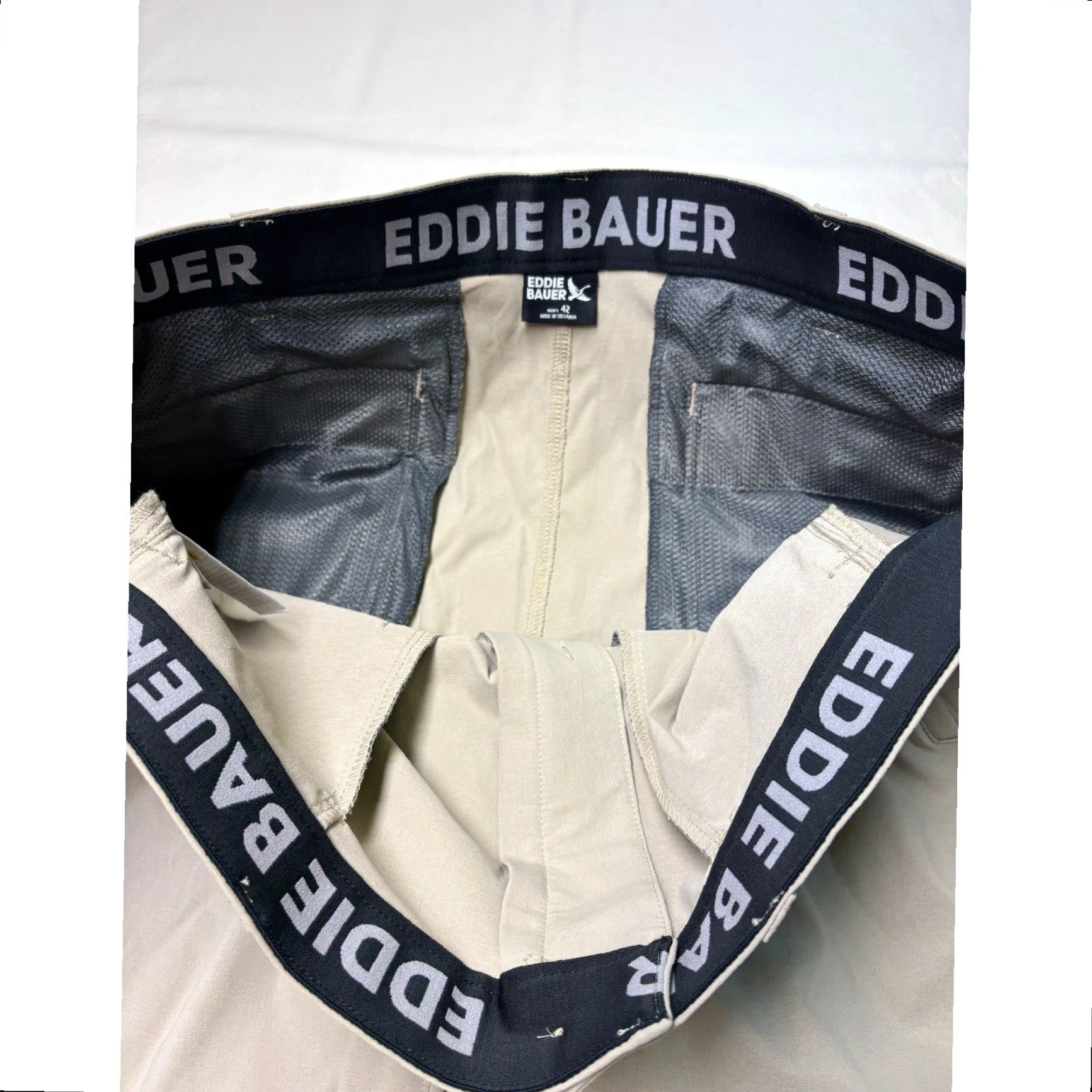Eddie Bauer VINTAGE? No — Eddie Bauer Horizon Wander Shorts 2.0 Light Khaki 42x8 Nylon Spandex Water Resistant Quick Dry Chino Casual Travel Mens 42 Beige Size US 42 / EU 58 - 4 Thumbnail