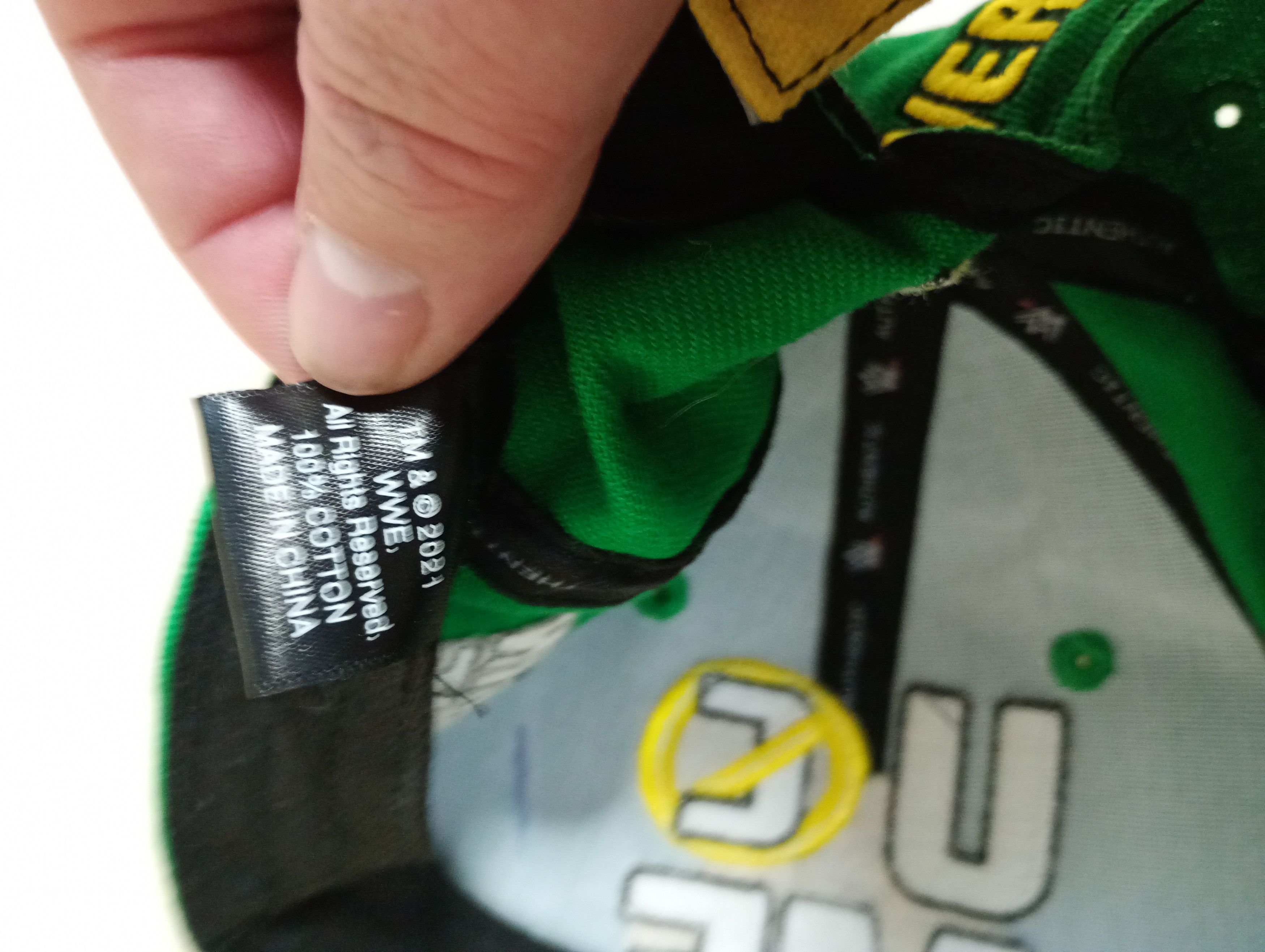 WWE John Cena U Can’t See Me Hat WWE Green Yellow Adjustable Cap Size ONE SIZE - 11 Thumbnail