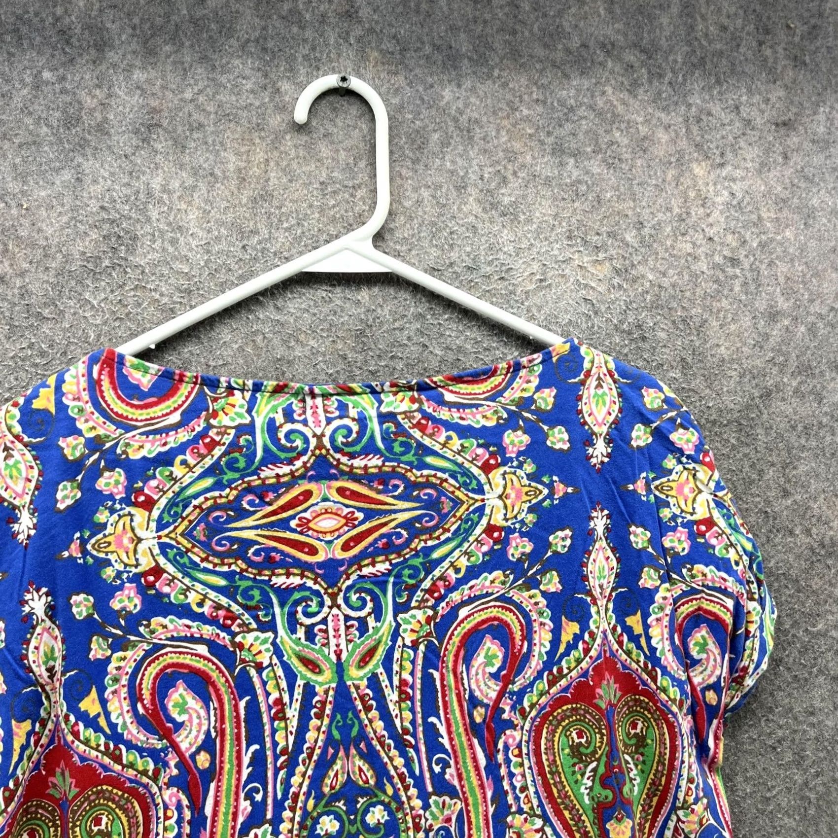 Ralph Lauren Lauren Ralph Lauren Shirt Womens Large Blue Paisley Scoop Neck Short Sleeve Top Size L / US 10 / IT 46 - 7 Thumbnail