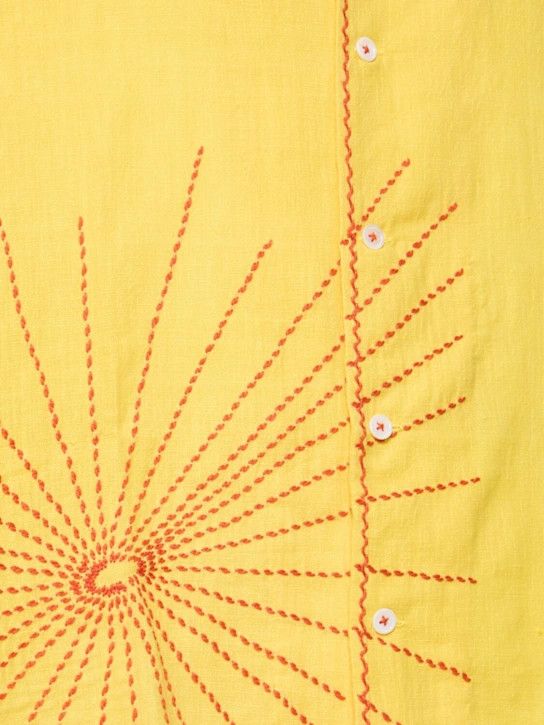 HARAGO o1lsvrm0425 Firework Embroidered Cotton S/S Shirt in Yellow Size US L / EU 52-54 / 3 - 5 Thumbnail