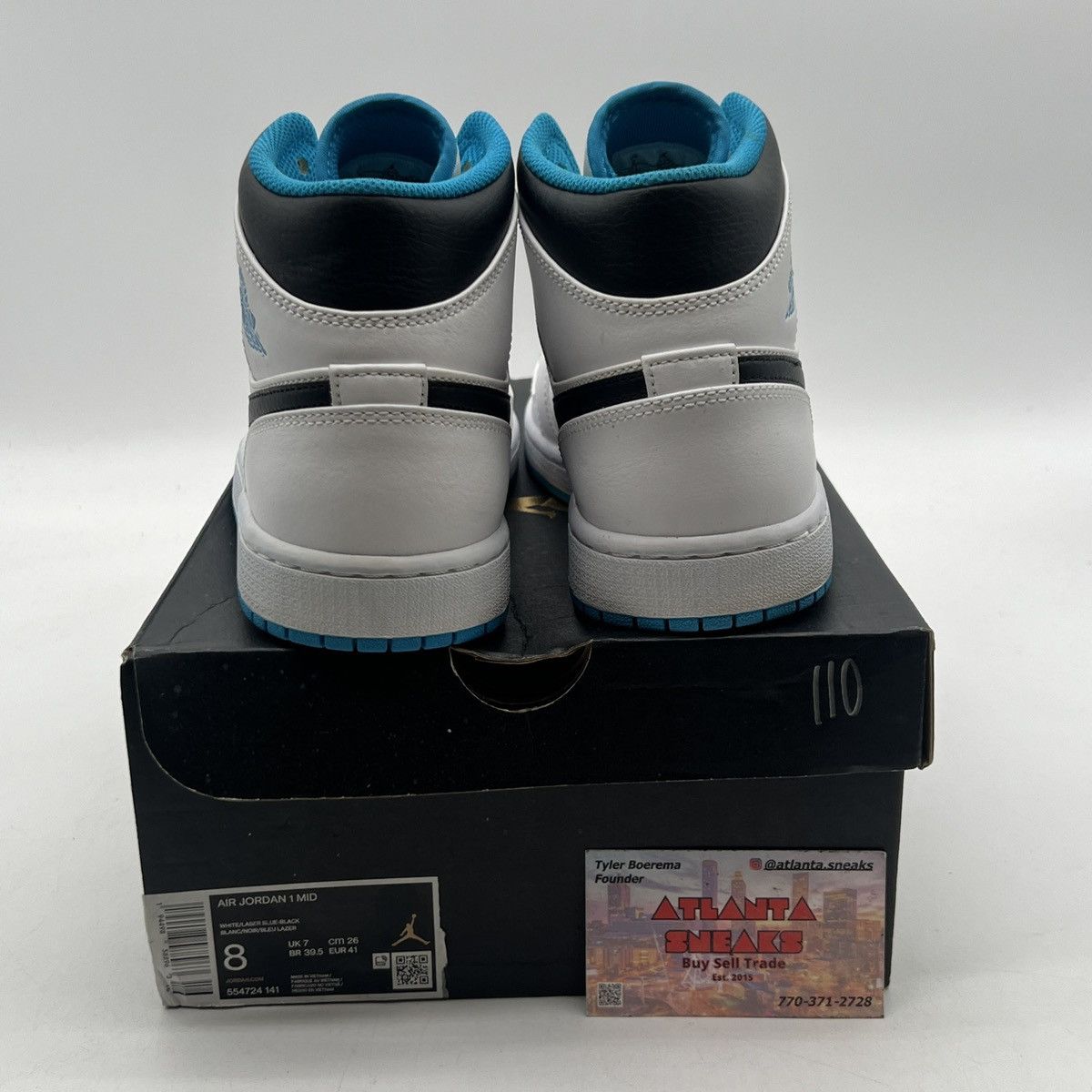 Nike Air Jordan 1 mid laser blue Size US 8 / EU 41 - 3 Thumbnail
