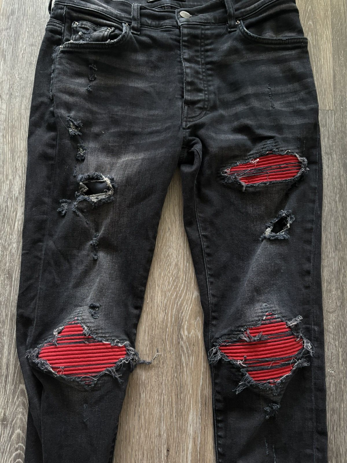 Amiri Amiri MX1 Jeans ‘Vintage Black’ Red Patches Size US 30 / EU 46 - 2 Thumbnail