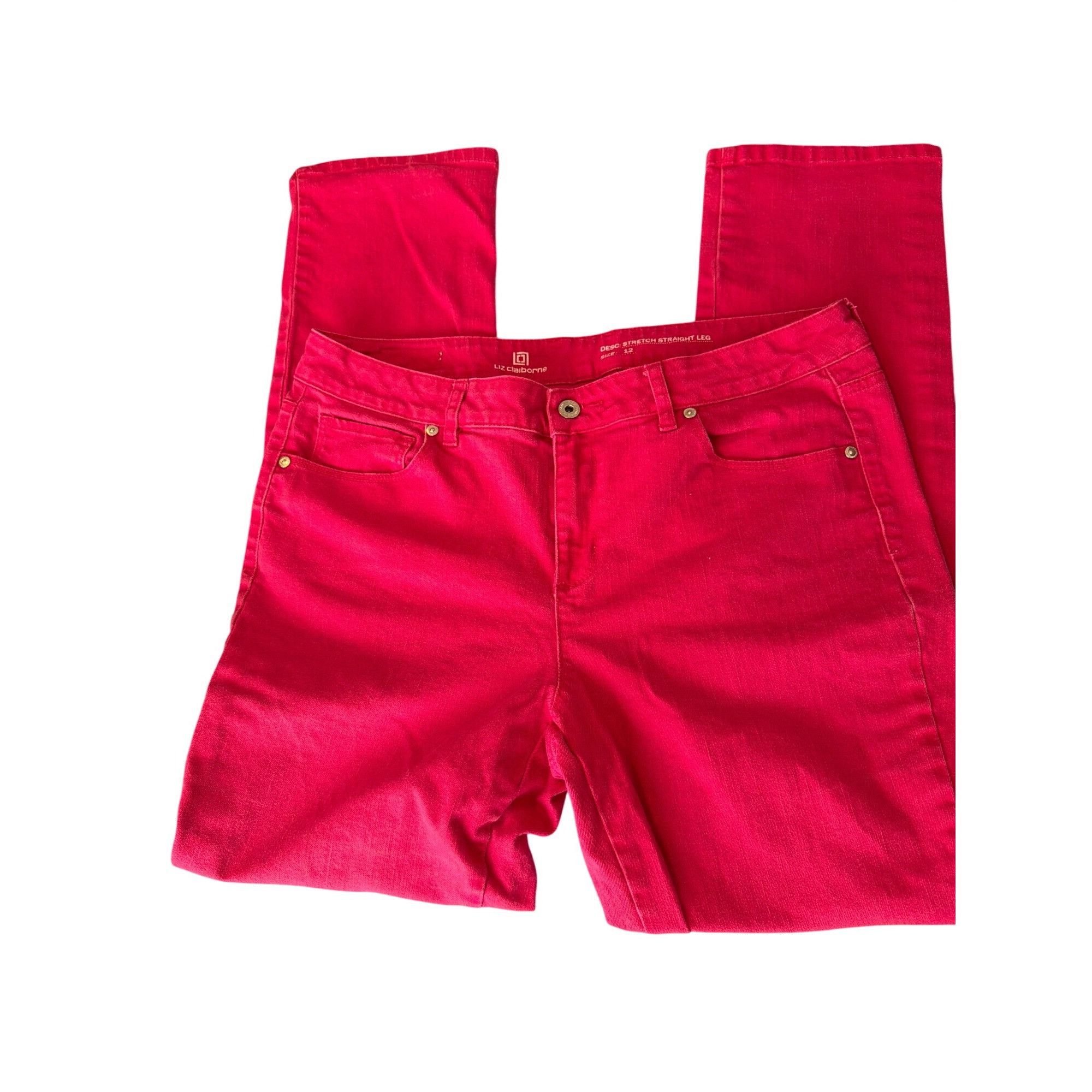 Liz Claiborne Liz Claiborne Stretch Straight Leg Denim Jeans Red Pink Size Size 34" / US 12 / IT 48 - 1 Thumbnail
