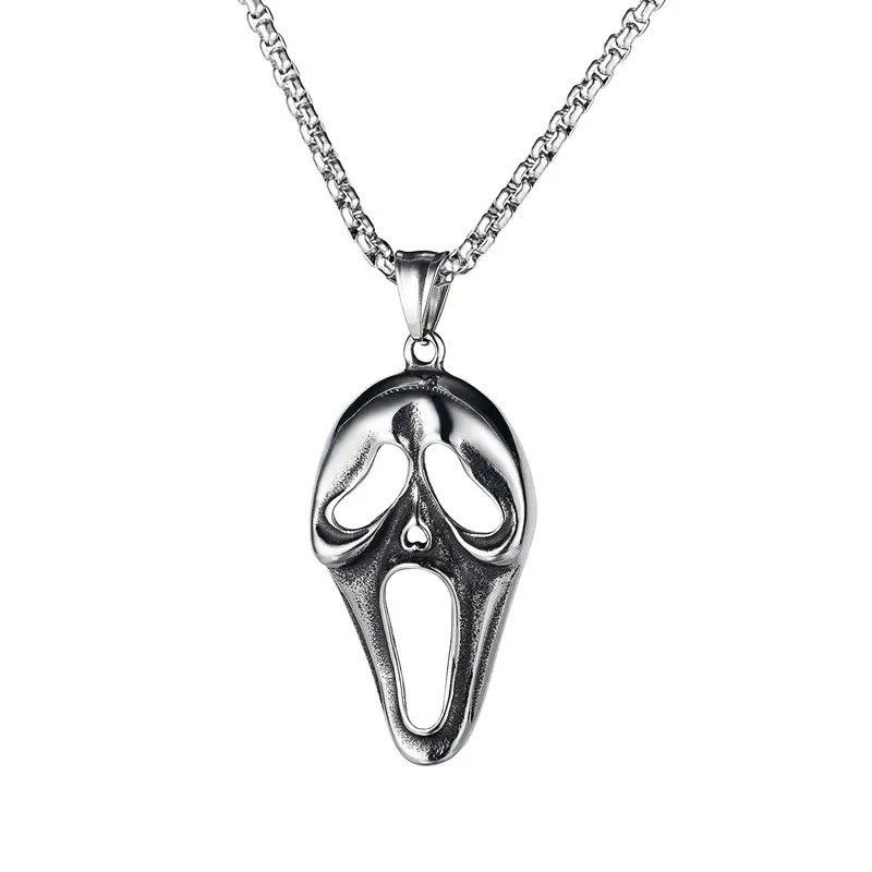 Jewelry Screaming Skull Mask Pendant Necklace Size ONE SIZE - 2 Thumbnail