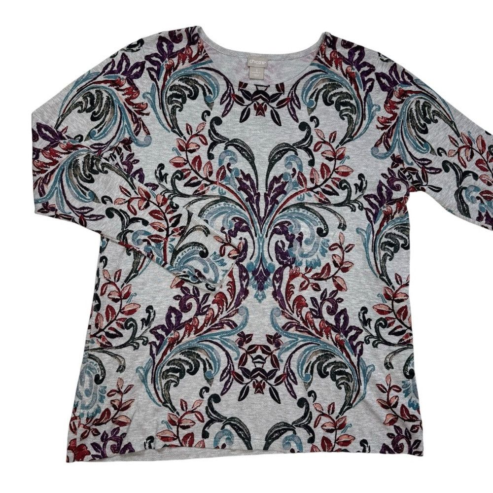 Chicos Chico's Scroll-Print Button-Sleeve Pullover Size 3 US XL Size XL / US 12-14 / IT 48-50 - 6 Thumbnail