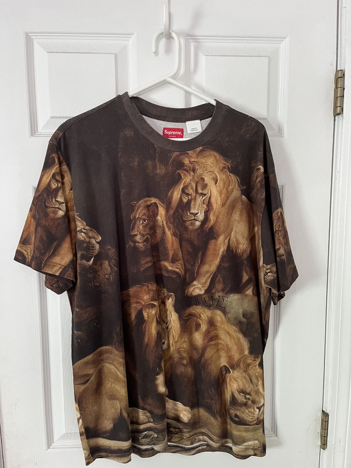 image of Supreme Lions Den Tee in Brown, Men's (Size Large)