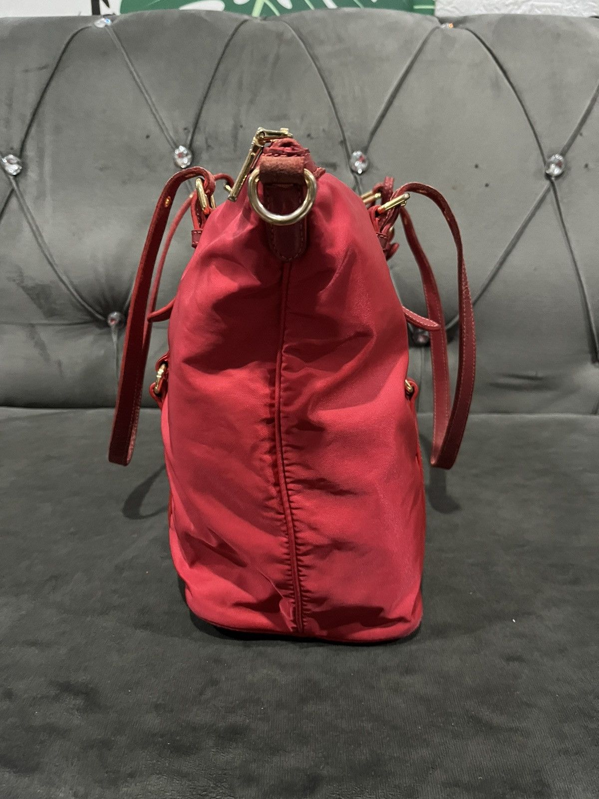 Prada Authentic Prada Tessuto Saffiano Rosso (Red) Nylon Tote Bag Size ONE SIZE - 8 Thumbnail