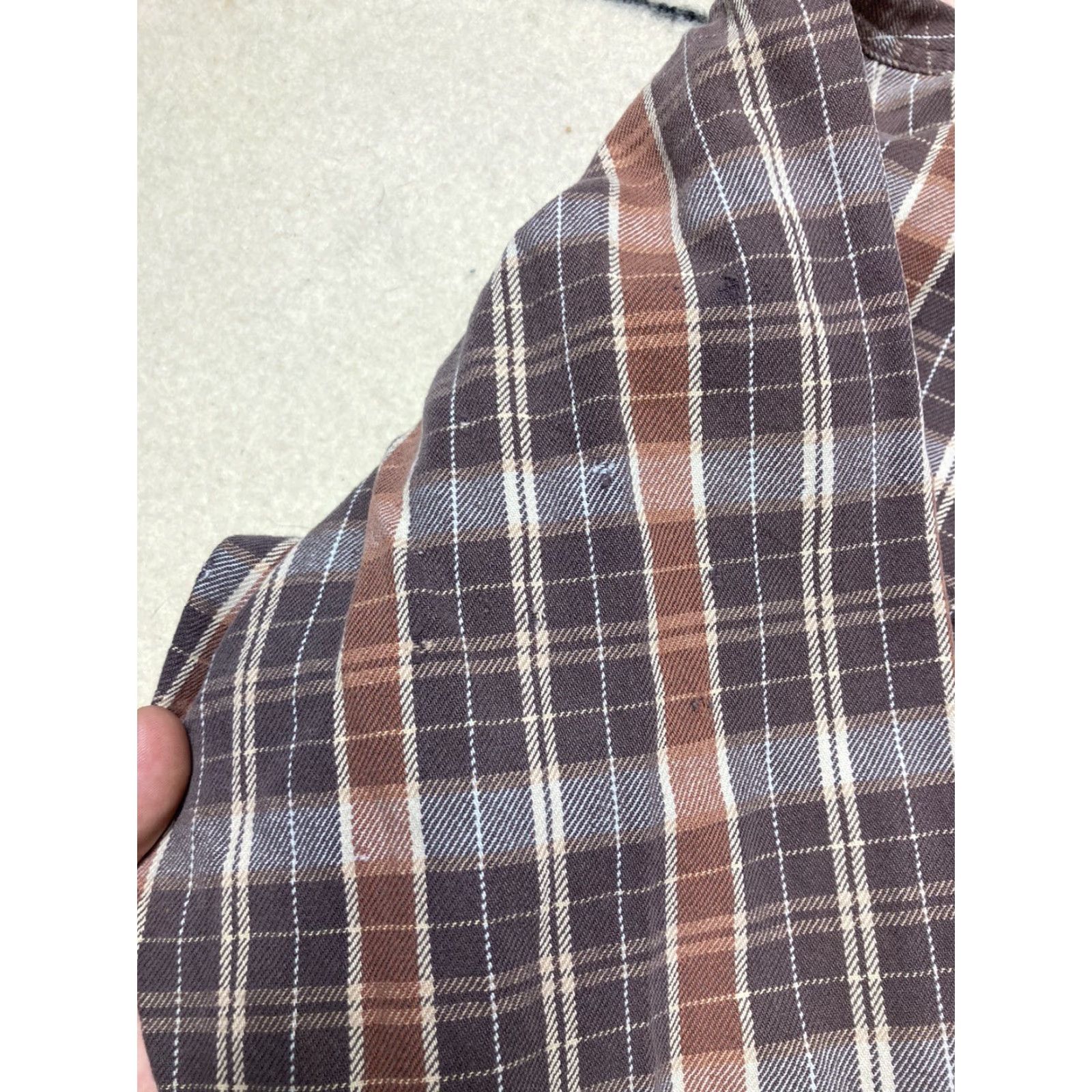 Doublet VINTAGE Pocket Plaid Shirt Mens XL 90s Beige Heavy Cotton Button-Up Long Sleeve Double Pocket T8 Size US XL / EU 56 / 4 - 7 Thumbnail