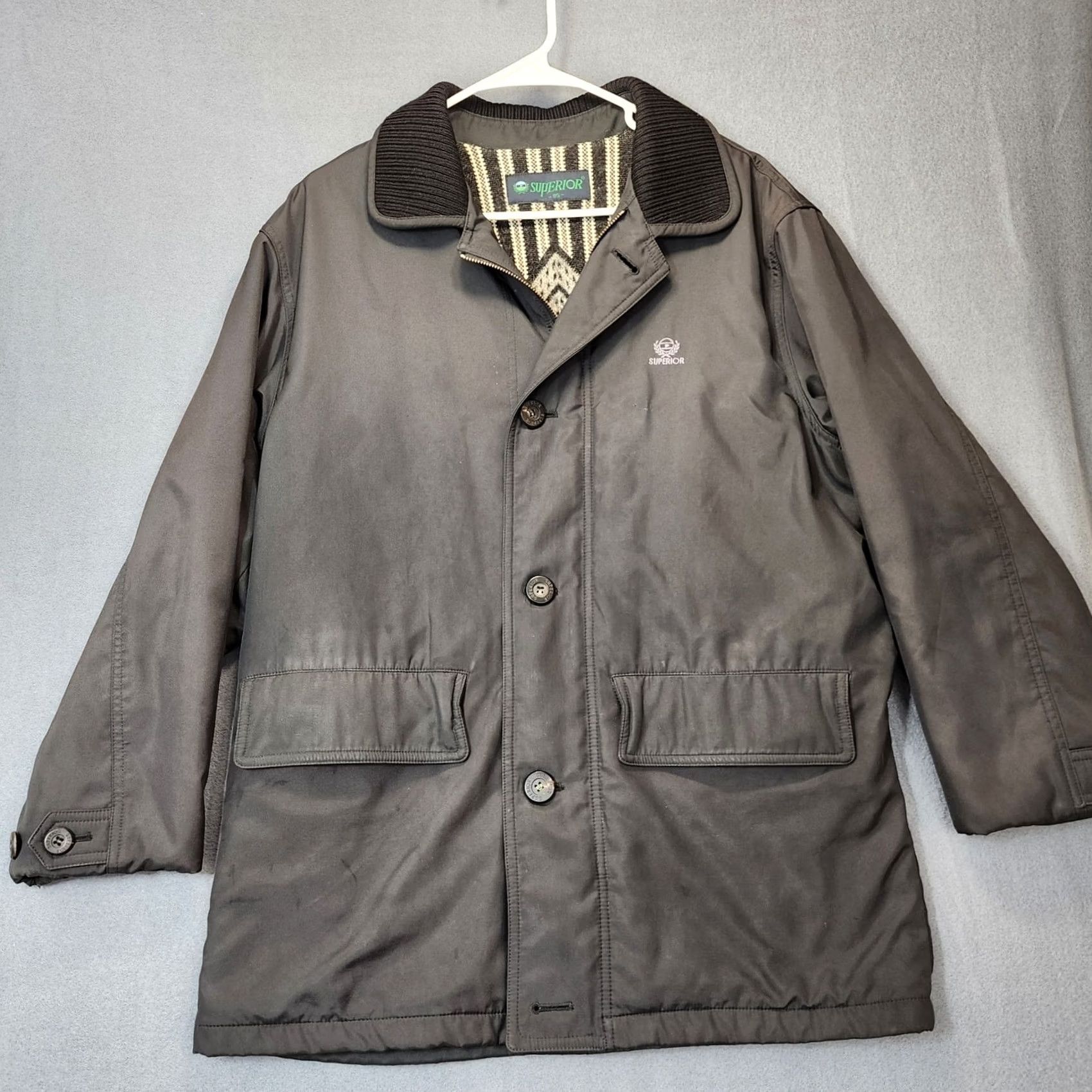 Vintage Superior Golf Mens Coat Jacket Black Lined Zip Pockets Windbreaker Outdoors Classic M L Regular Size US L / EU 52-54 / 3 - 3 Thumbnail