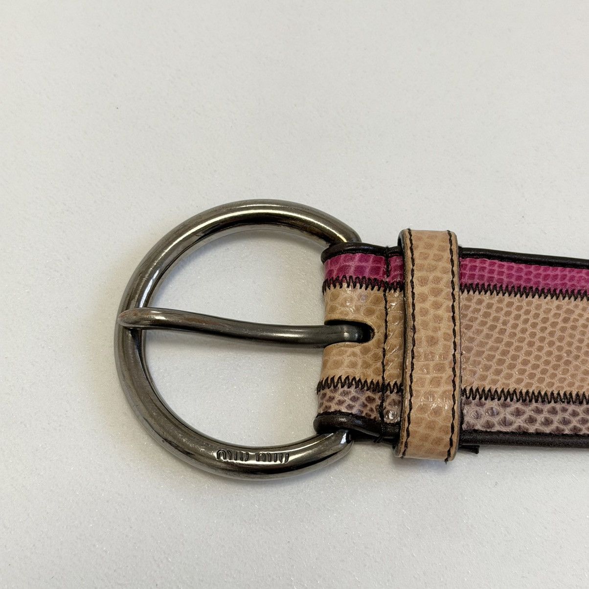 Miu Miu Mid 2000s Studded Snake Print Leather Belt Size ONE SIZE - 9 Thumbnail