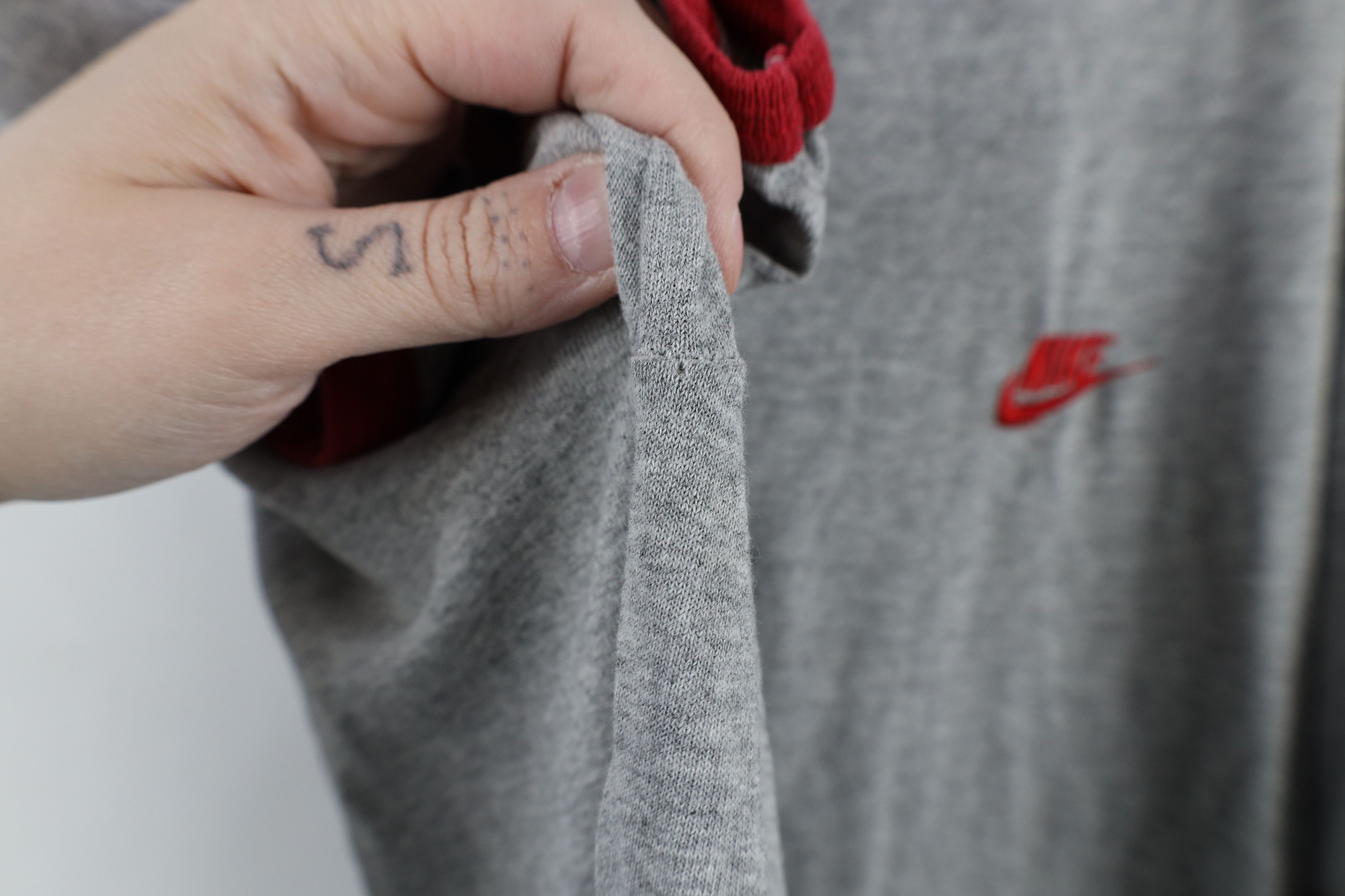 Nike × Vintage Vintage 90s Nike Scott Mini Swoosh Ringer T-Shirt Gray Size US XXL / EU 58 / 5 - 9 Thumbnail