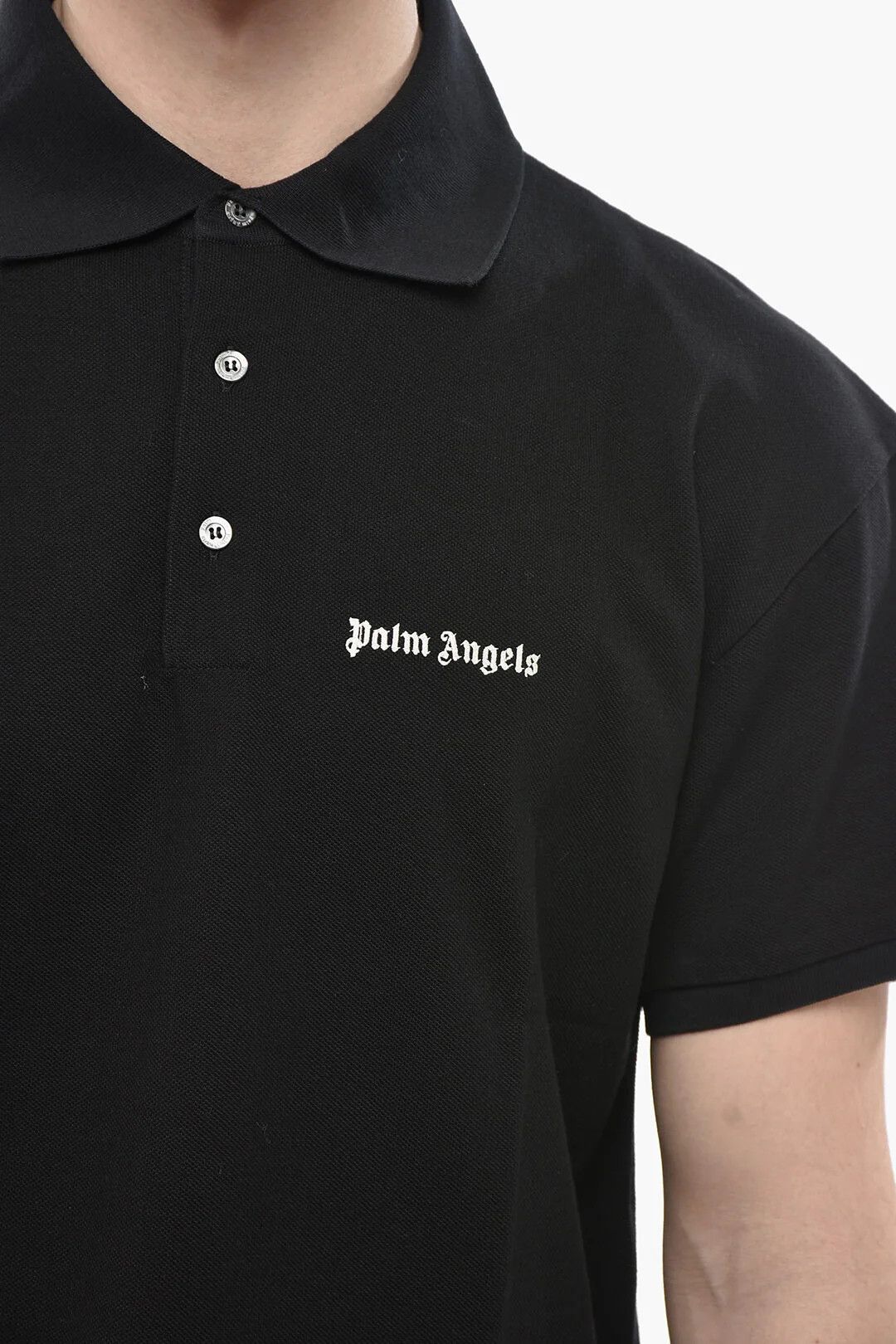 Palm Angels og1mm0226 Hopsack Cotton Polo Shirt in Black Size US L / EU 52-54 / 3 - 3 Thumbnail