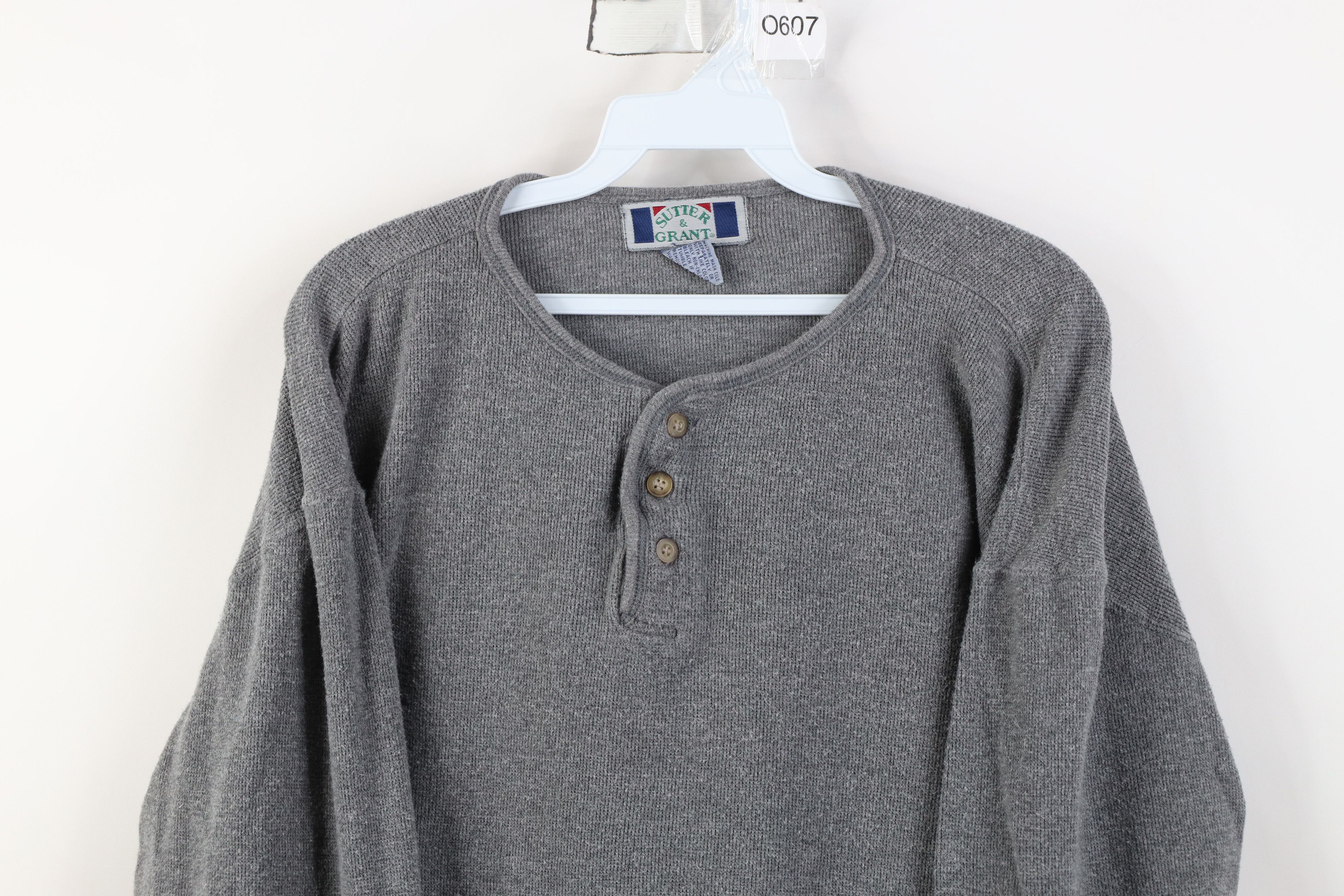 Vintage Vintage 90s Streetwear Marled Thermal Knit Henley T-Shirt Size US L / EU 52-54 / 3 - 2 Thumbnail
