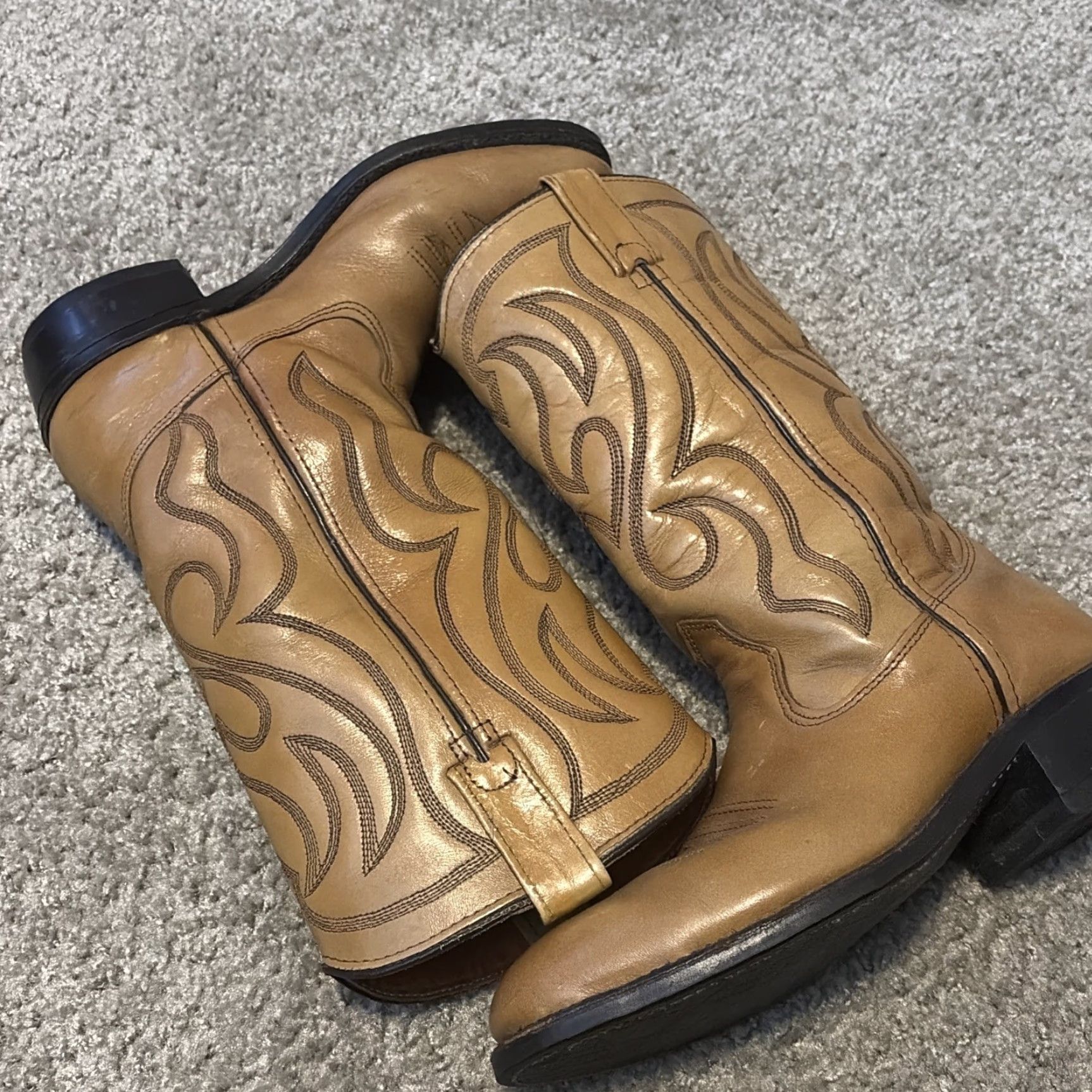 Vintage VINTAGE Iron Age Safety Toe Cowboy Boots Brown Tan Leather Western Boots Men 7 1/2 D Size US 7 / EU 40 - 3 Thumbnail