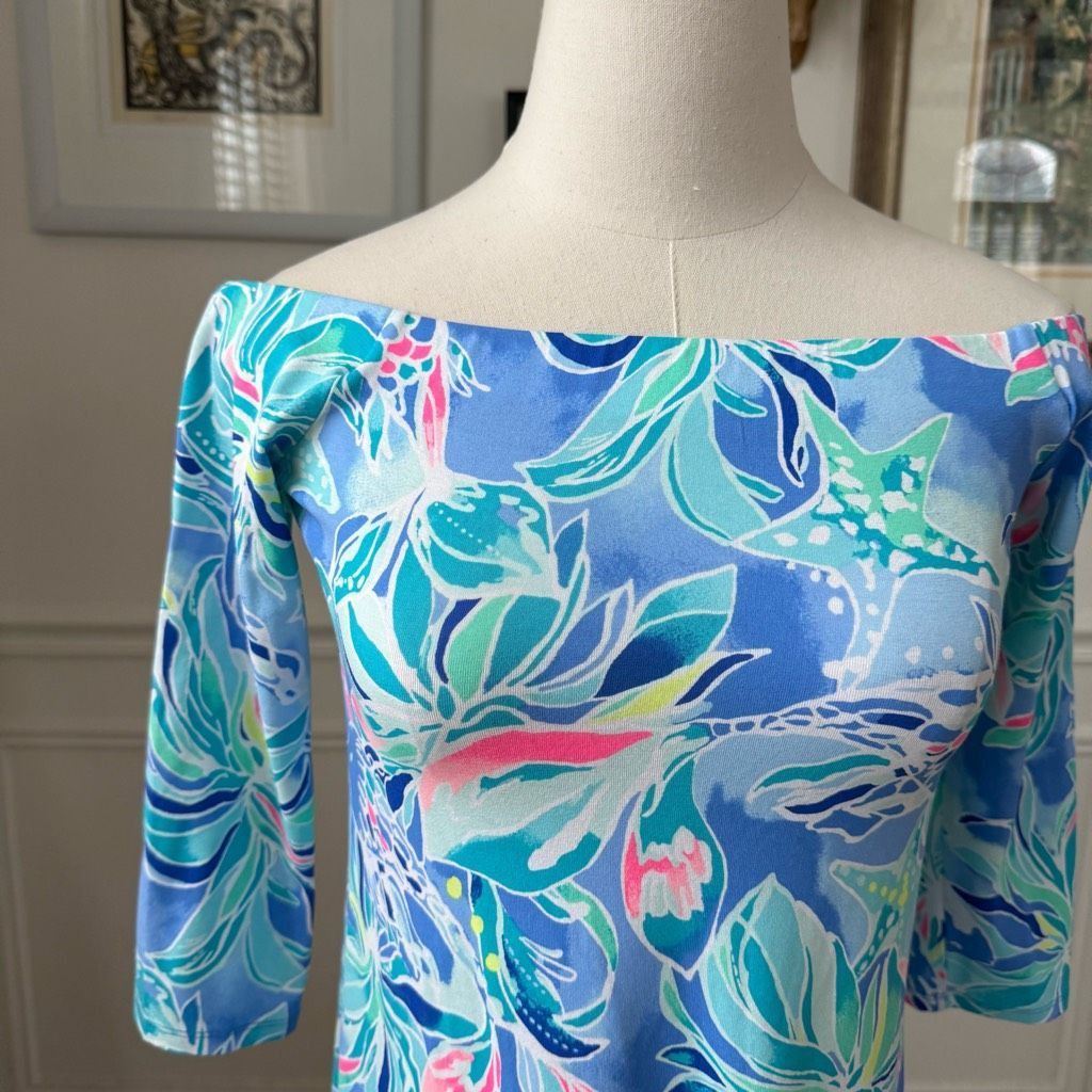 Lilly Pulitzer Lilly Pulitzer Laurana Off the Shoulder Dress Bennet Blue Se Size XS / US 0-2 / IT 36-38 - 2 Thumbnail