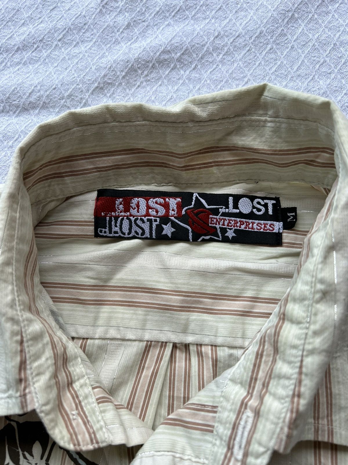 Japanese Brand Lost Enterprises Stripe Tribal Skull Shirt Size US L / EU 52-54 / 3 - 5 Thumbnail