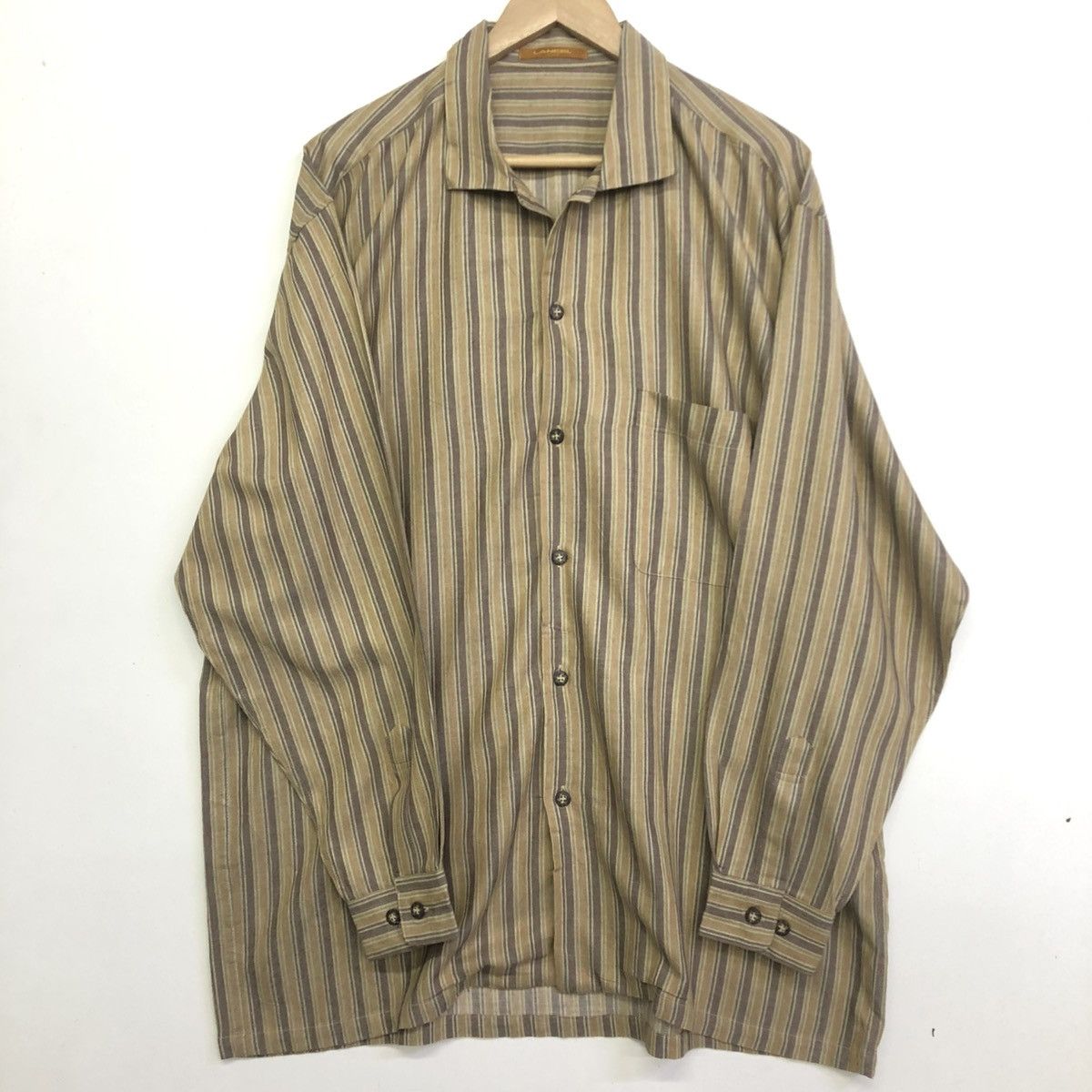 Lancel Vintage Lancel earth-toned striped Button Shirt Size US XL / EU 56 / 4 - 4 Thumbnail