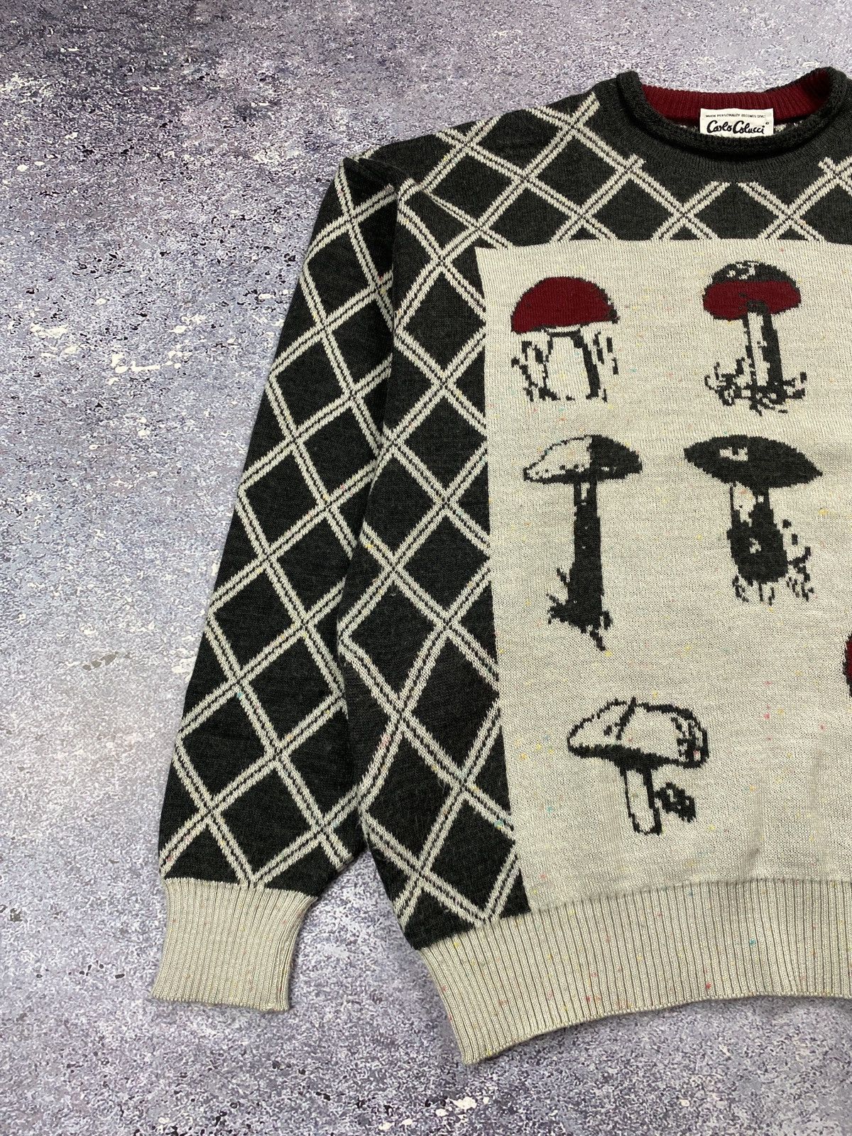 CARLO COLUCCI Wool Sweater Mushroom Print