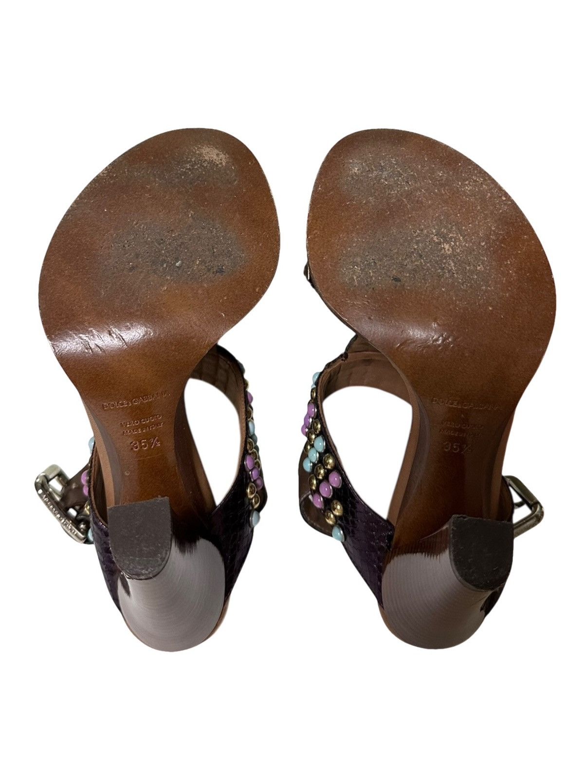 Dolce & Gabbana DOLCE&GABBANA Stud Leather Slingback Sandals Size US 5.5 / IT 35.5 - 3 Thumbnail