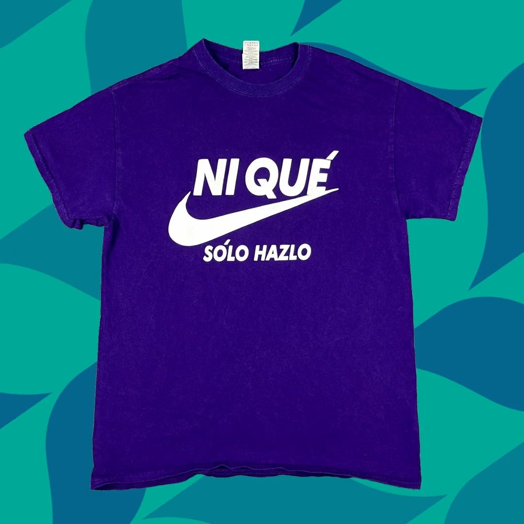 Gildan Gildan Shirt Mens M Purple Graphic Parody Nike Style Spanish Slogan Funny Size US M / EU 48-50 / 2 - 1 Thumbnail