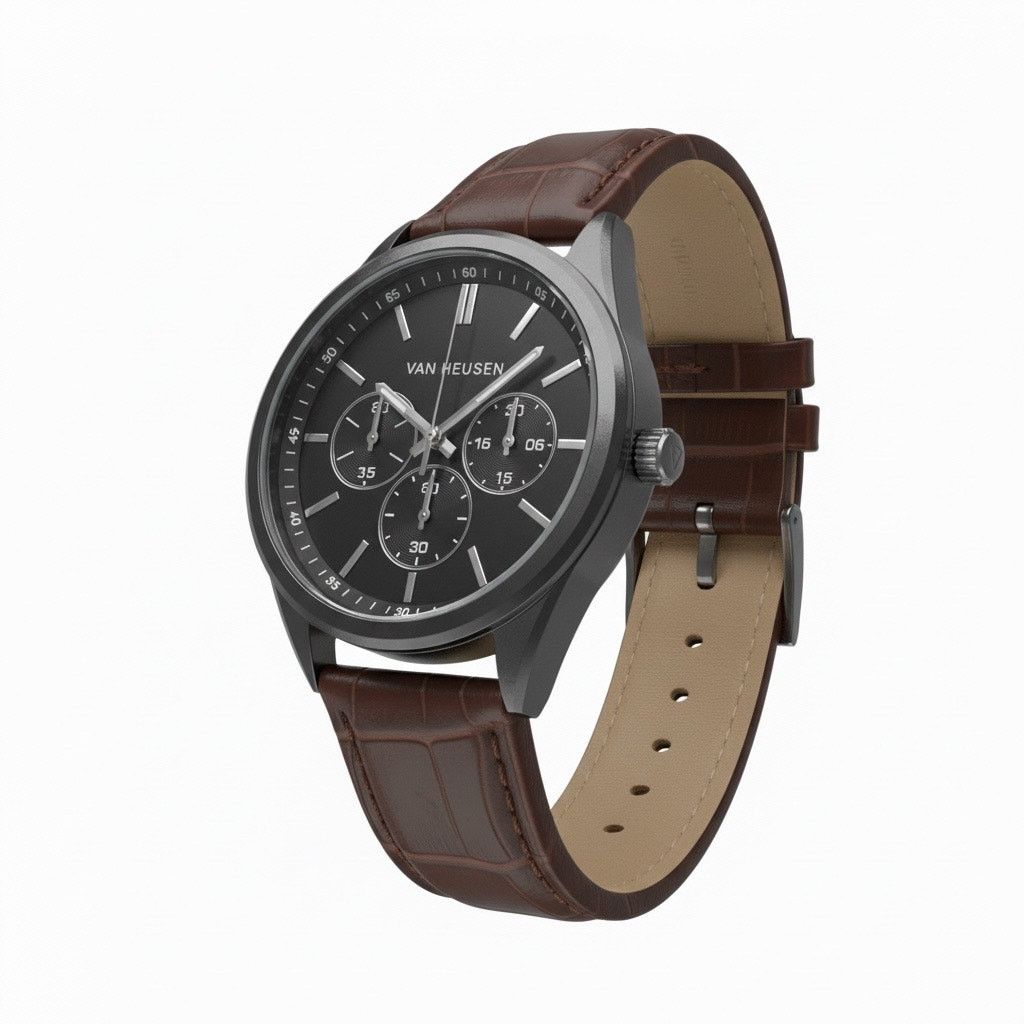Van Heusen Van Heusen Men’s Watch & Bracelet Set Brown Leather Size ONE SIZE - 3 Thumbnail