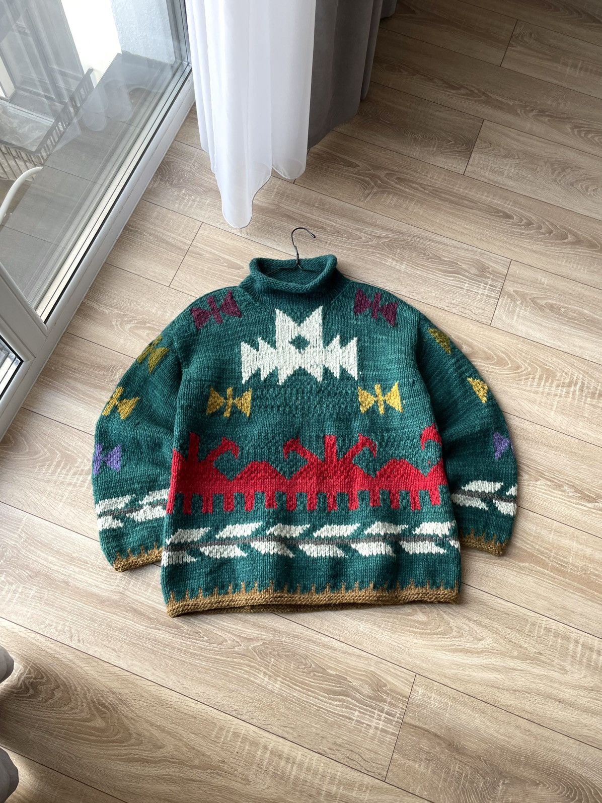 Vintage Vintage Pachamama Aztec Navajo Wool Knit Chunky Sweater RRL Size US XL / EU 56 / 4 - 9 Thumbnail