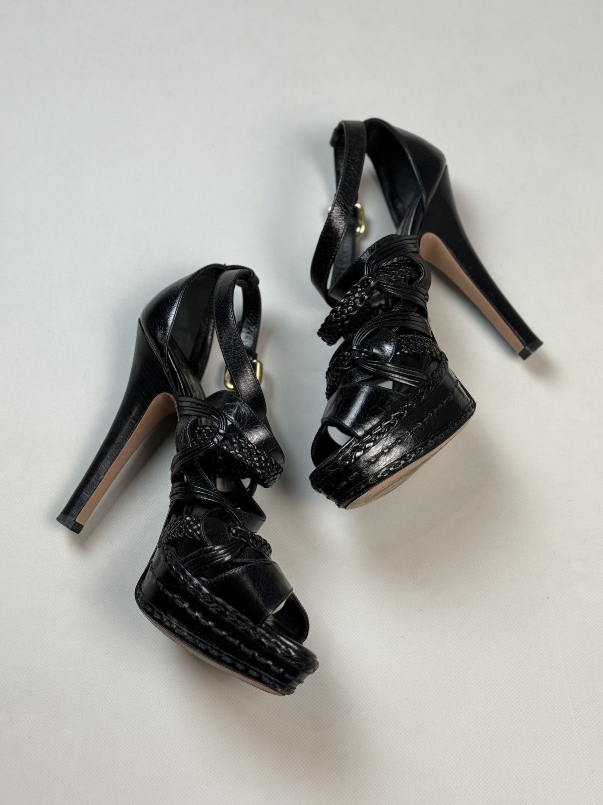 Prada Prada Ladies Black Leather Strappy Heels Shoes Size 41 Size US 10 / IT 40 - 9 Thumbnail